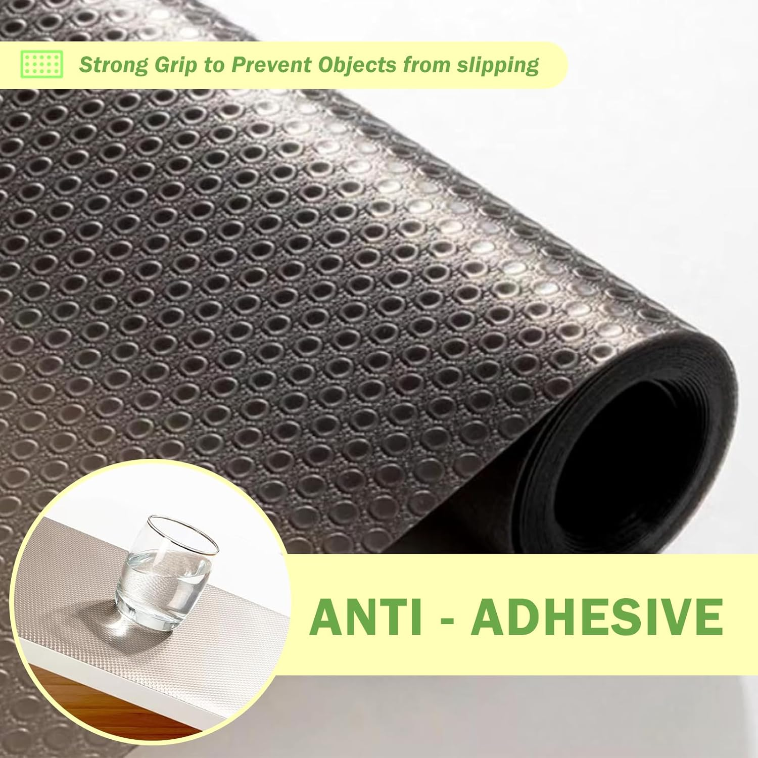 18&times;197In Plastic Shelf Liner, Anti-Moisture and Anti-Mold Drawer Protection Mat, Plastic Cabinet Liners Washable Fridge Liners Cupboard Pad for Kitchen Pantry Refrigerator (Transparent Black) image number 5