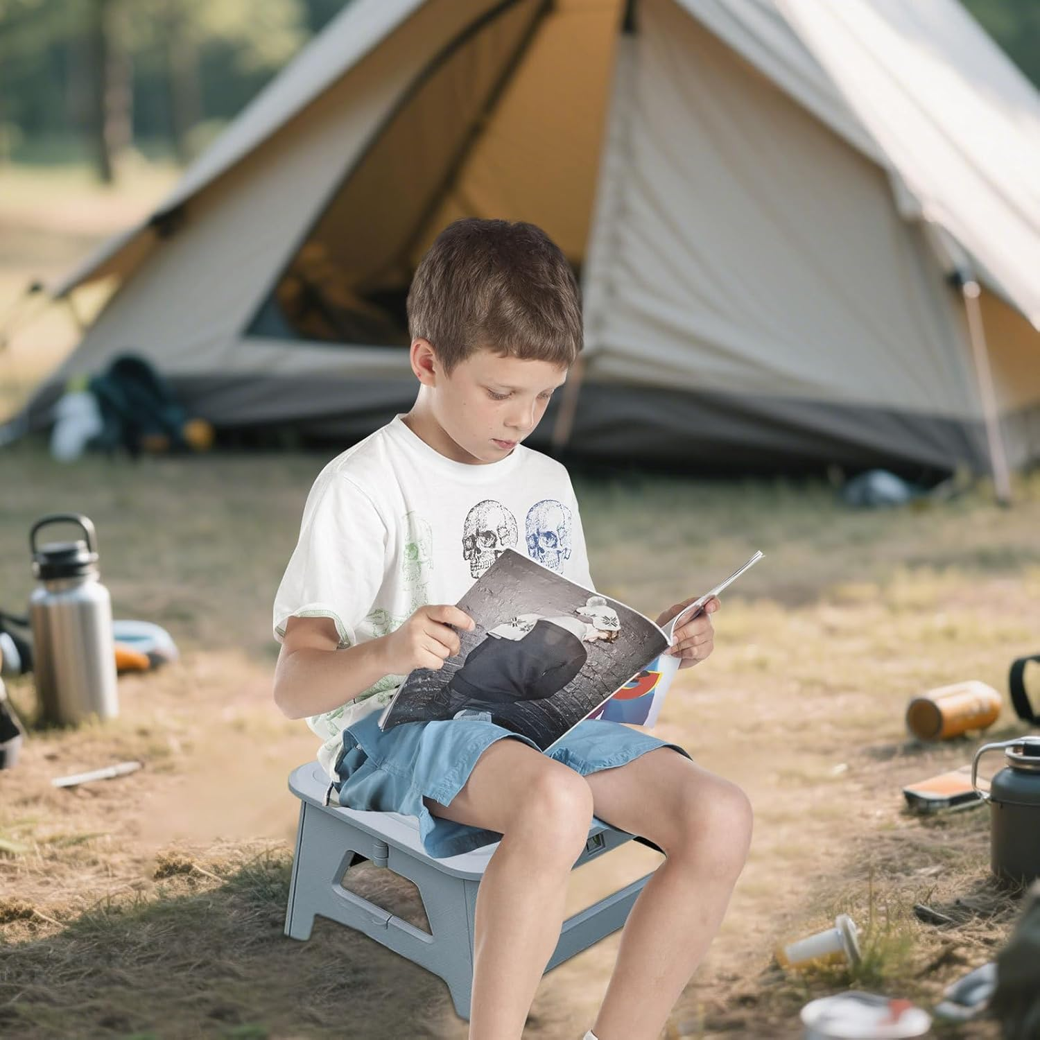 Camping Toilet - Toilet Camping,Foldable Seat Stool Privacy Accessories for Backpacking Hiking Tent RV Travel Car Boat - Black image number 7