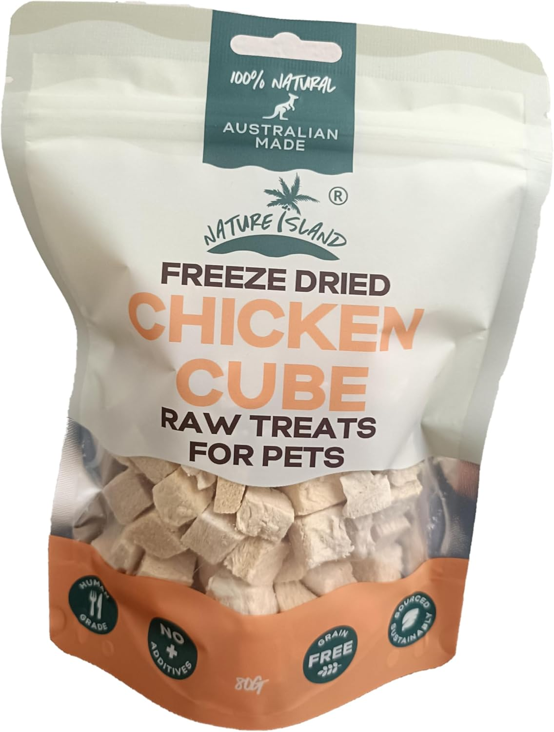 Nature Island Freeze Dried Chicken Breast Cube Raw Treats 80G for Pets