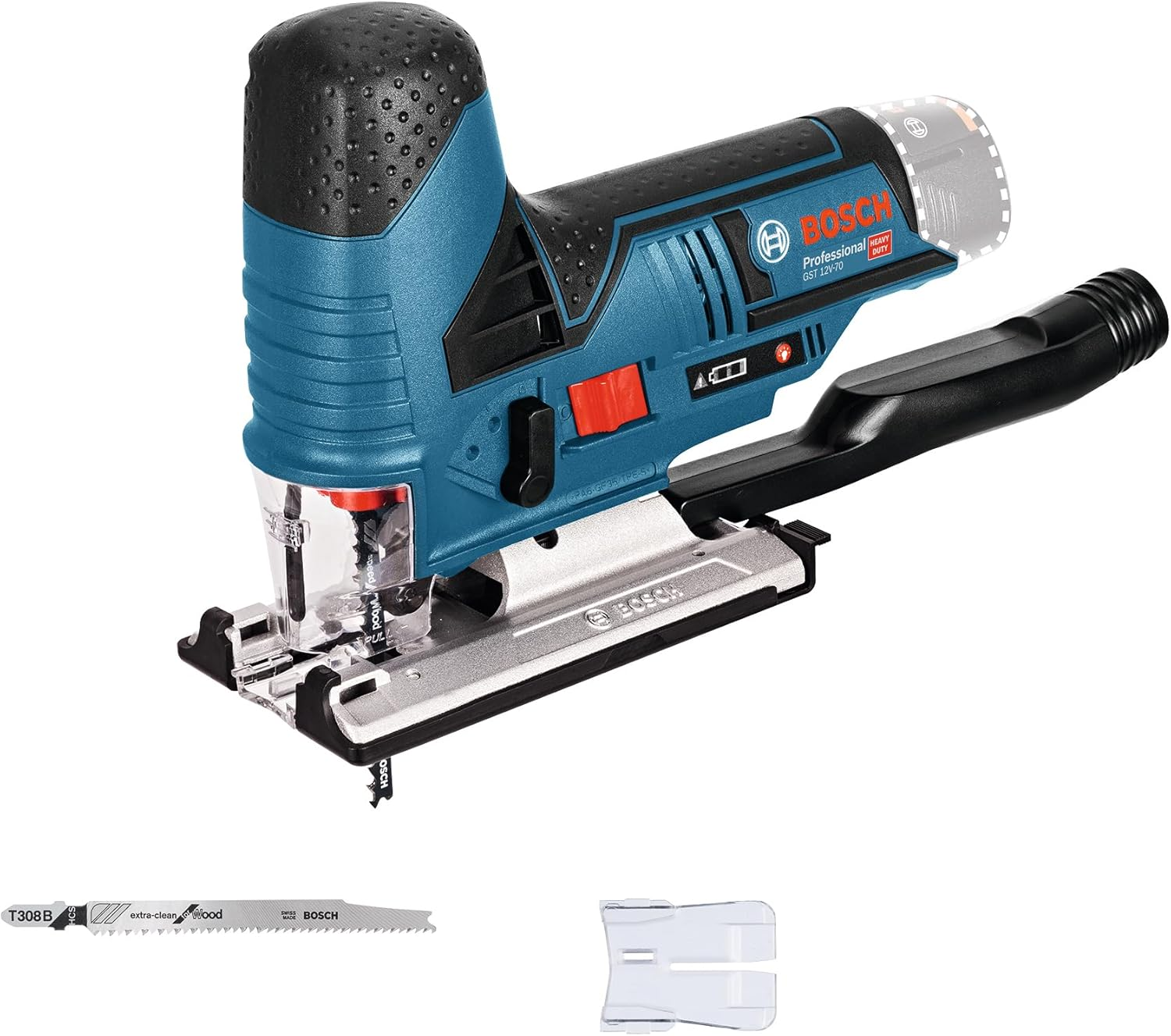 Bosch Professional 12V System GST 12V-70 Cordless Jigsaw (2 X Saw Blades, Glide Shoe, Anti-Splinter Guard, Cutting Depth in Wood: 70 Mm, excluding Batteries and Charger, in Carton) image number 2