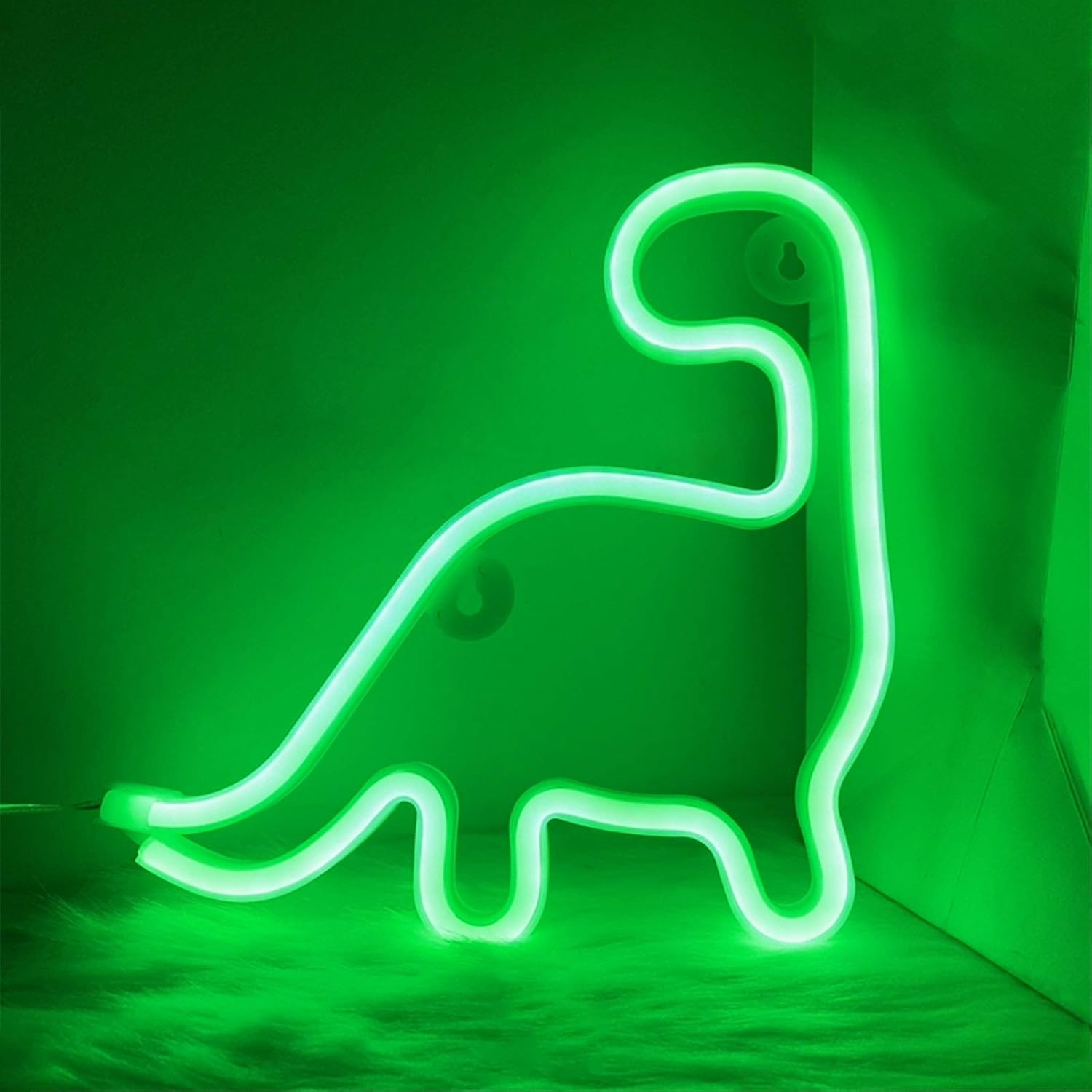 ENUOLI Dinosaur Neon Light Cute LED Neon Sign Green Neon Light Usb&Battery Powered Wall Neon Light Dinosaur Night Light for Kids Bedroom Decor Light up Dinosaur Gifts for Party Xmas Bar image number 4