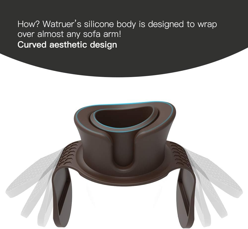 Sofa Cup Holder - Watruer the Ultimate Anti-Spill Holder Silicone Drink Holder for Your Sofa or Couch - Brown - Brown image number 2