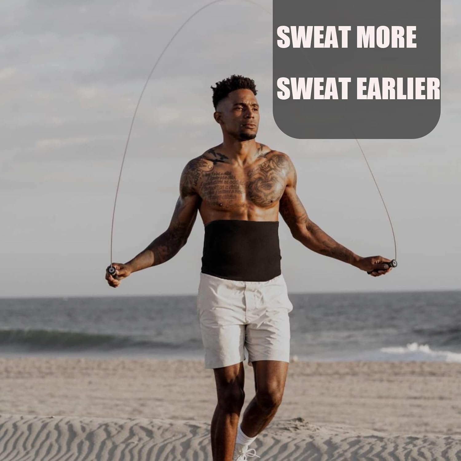 Waist Trainer Trimmer Sweat Belt Band for Men Lower Belly Fat Sauna Slimming Belt Suit Workout image number 5