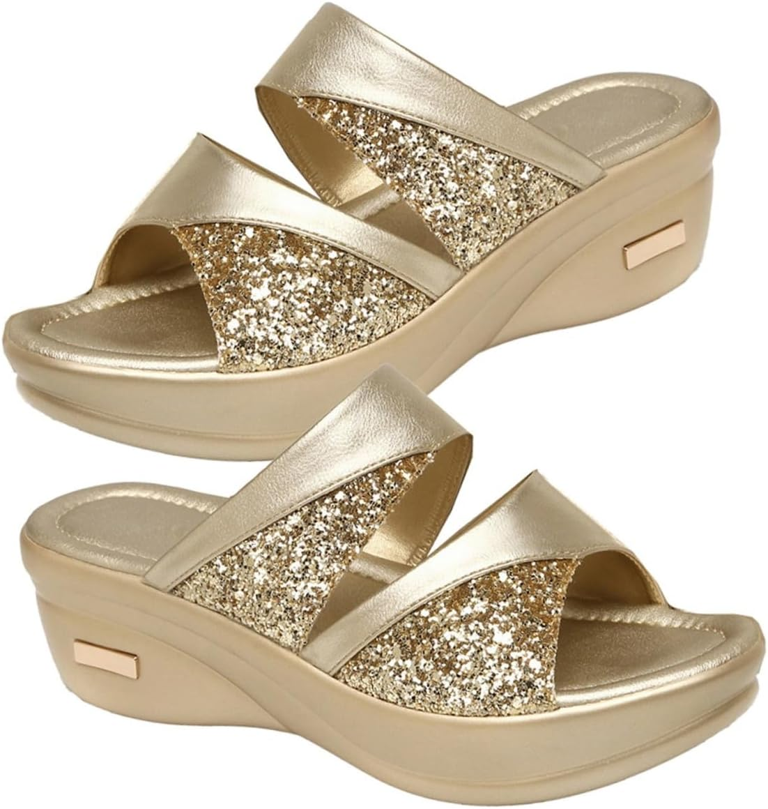 Minkissy Thick Wedge Sole Women Slippers Summer Casual Fish Mouth Sandals for Outdoor Beach Wear Stylish Grey Mom Shoes with Easy