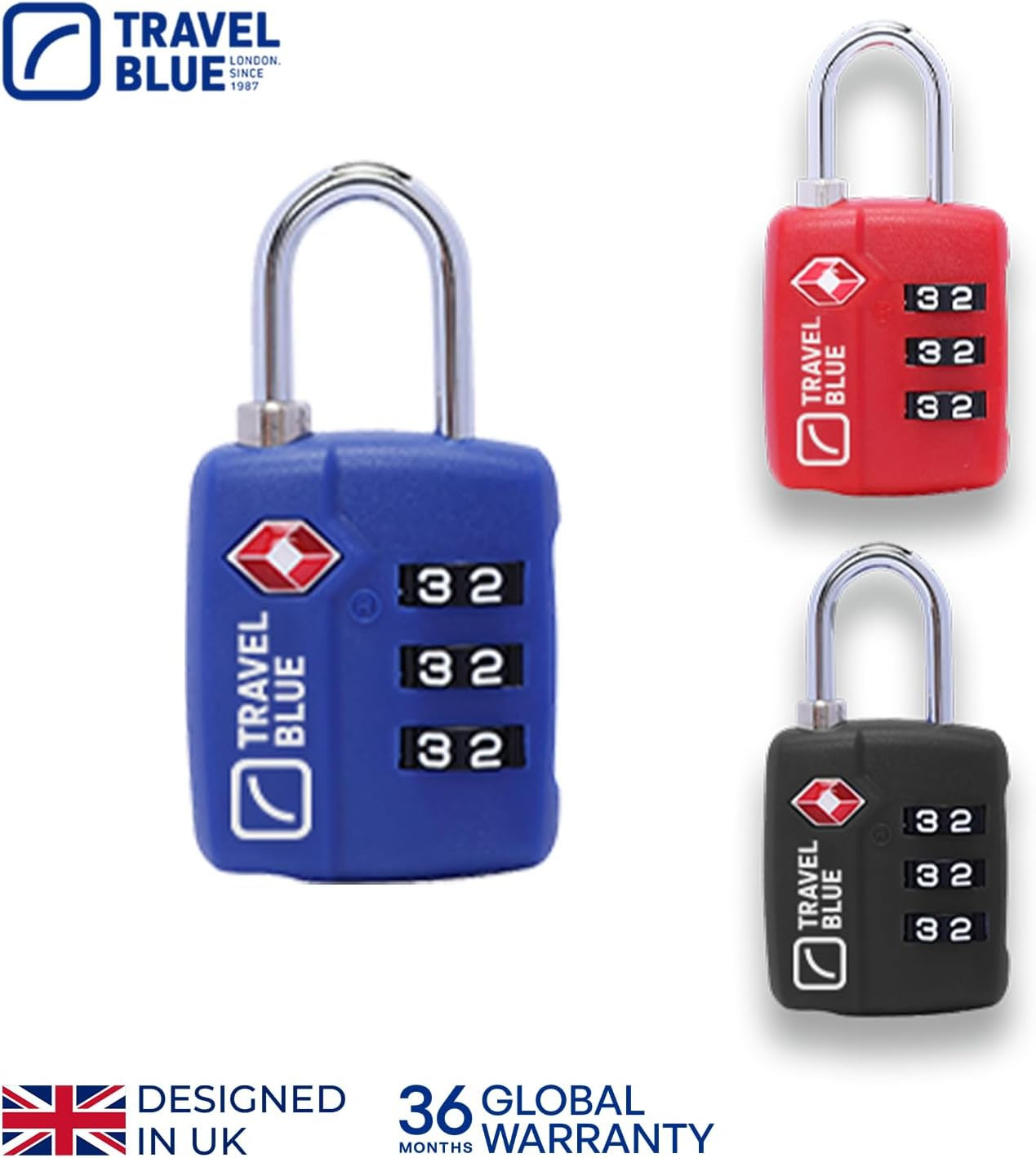 Travel Blue Combination Locks (TSA Classic, Blue, Single) image number 4