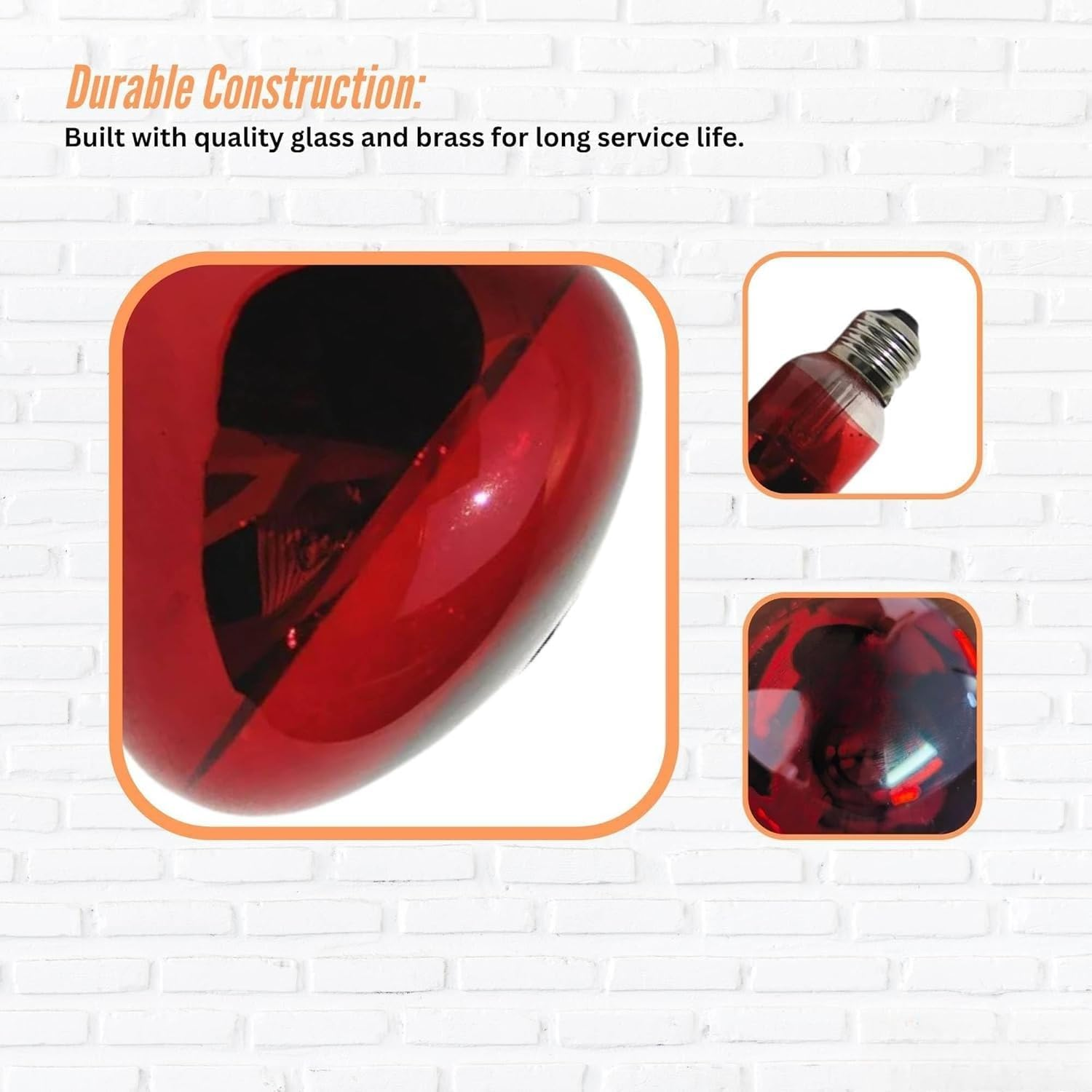 275W Infrared Heat Lamp Bulb - Red Edison Screw Therapy Light YC-868B image number 3