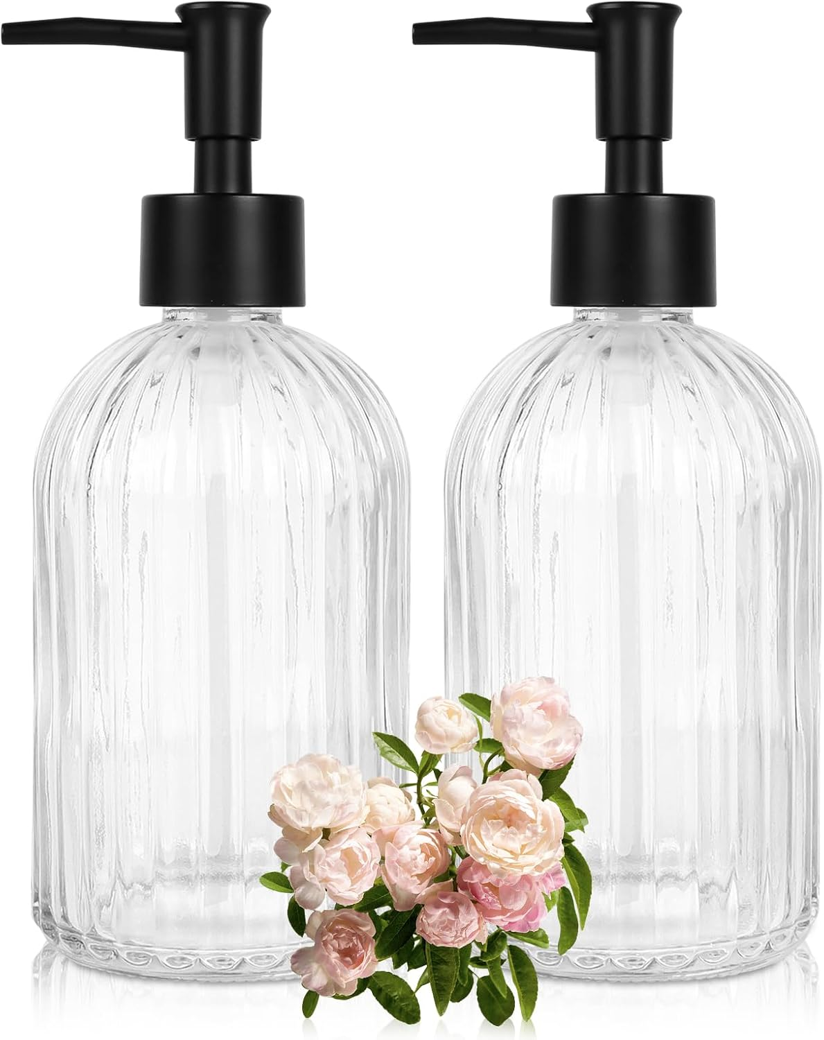Glass Soap Dispenser with Pump, Soap Dispenser, Lotion Dispenser for Dishwashing Liquid, Lotion Shower Gel (Pink)