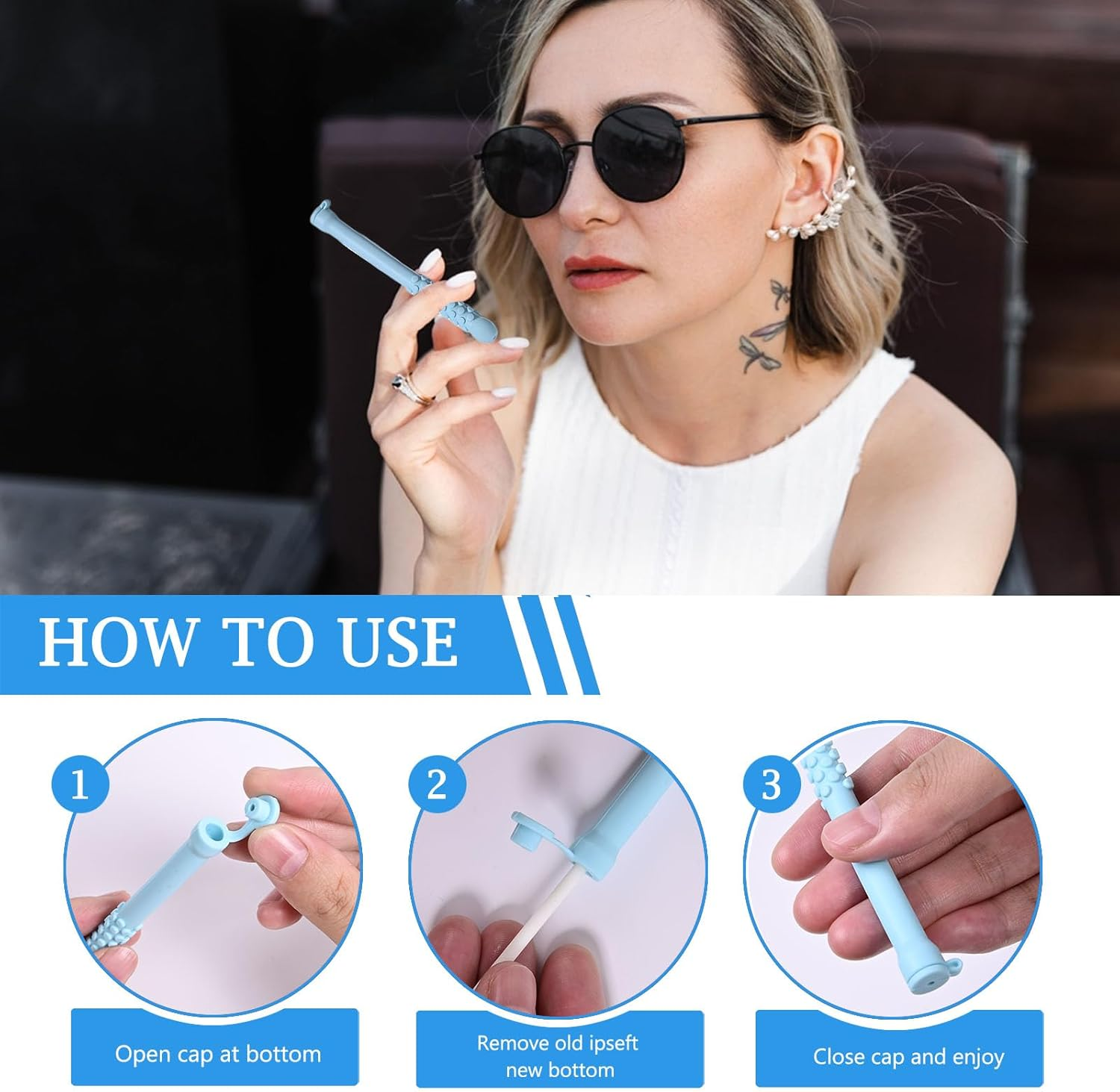 6PCS Chewable Essential Oil Breath Stick, Essential Oil Breather, Quit Smoking Chew Sticks, Can Taken Anywhere for Focus Clear, Natural Alternative to Reduce Urge (B) - B image number 3