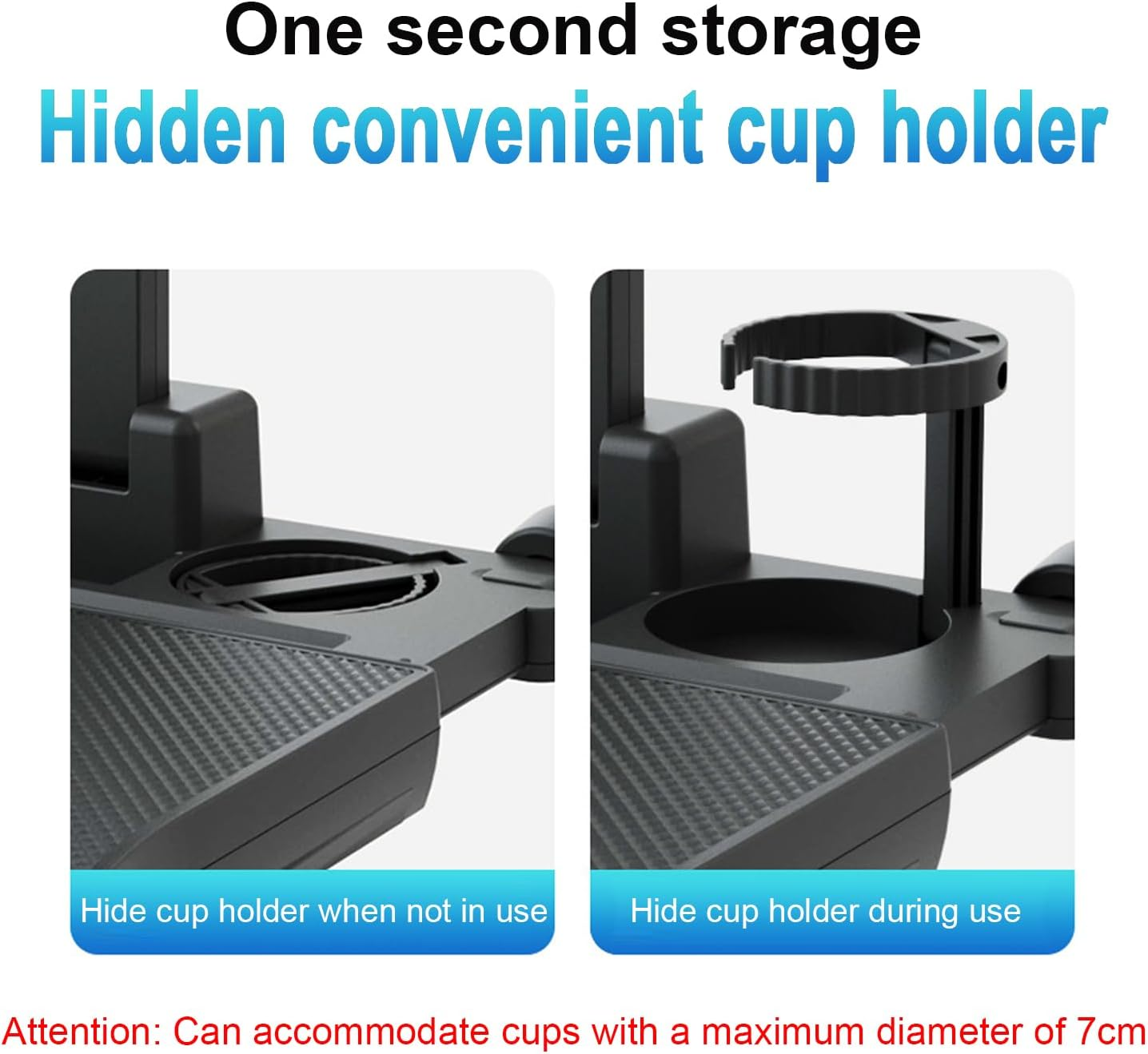 Mfancy Car Seat Table with Expandable Tray | Car Desk&ndash;Foldable Laptop Table for Steering Wheel & Backseat | Car Accessories for Eating, Work, Kids Study | Universal Fit with Cup & Phone Holder