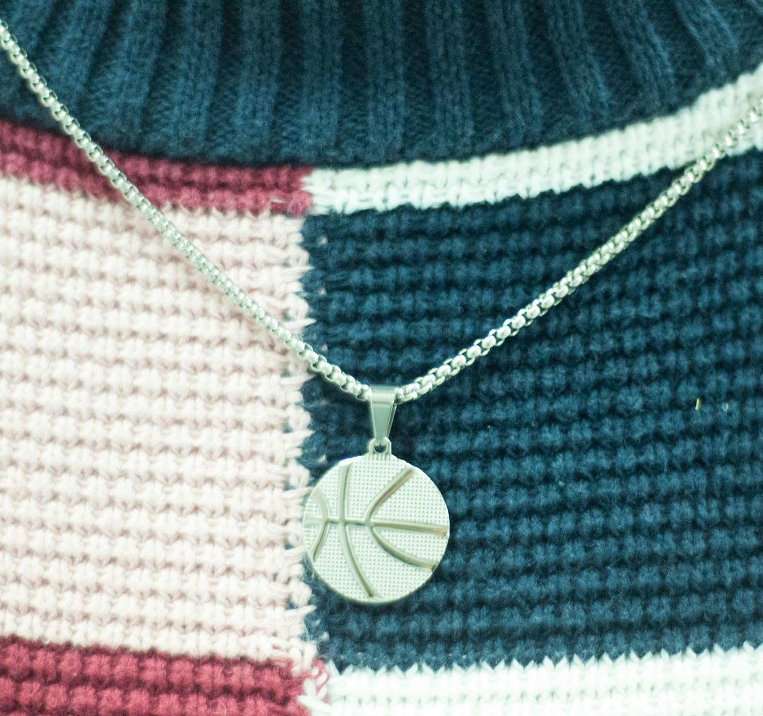 Silver Basketball Pendant Necklace for Boys Girls Basket Ball Necklaces Basketball Necklaces Basketball Coach Player Gifts for Men Women Basket Ball Necklaces for Boy Girls image number 2