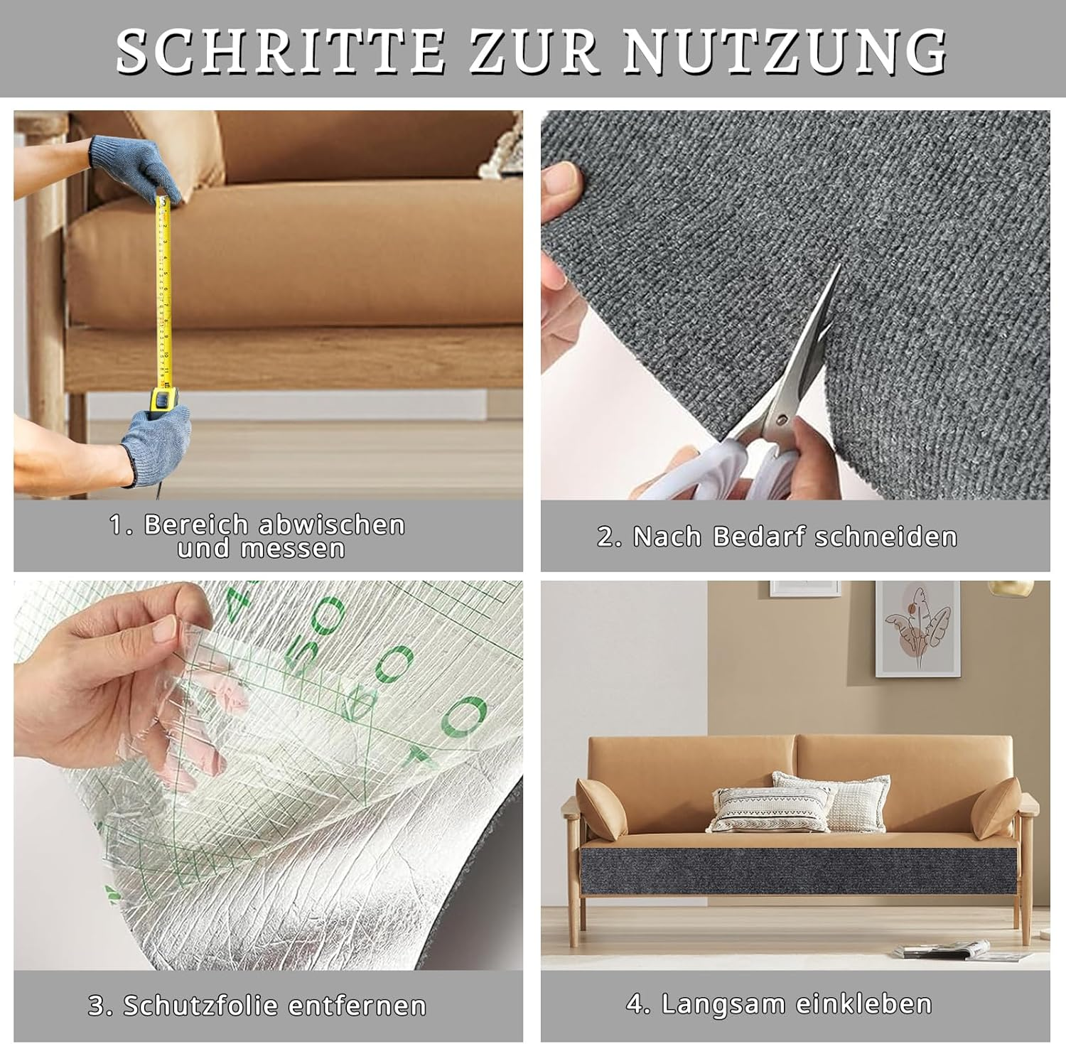 200 Cm X 40 Cm Cat Scratching Mat, Self-Adhesive, Scratching Boards Cat Wall, Scratch Protection Sofa Cat, DIY Scratching Board, Cat Scratching Mat, Dark Grey