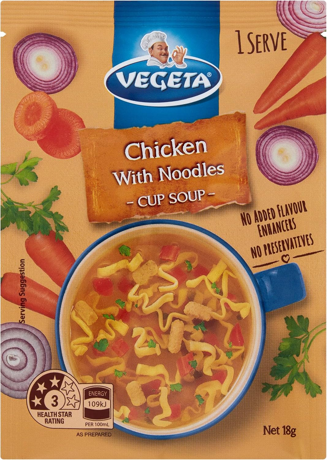 Vegeta Chicken Noodle Cup Soup 18G X 18 Box image number 1