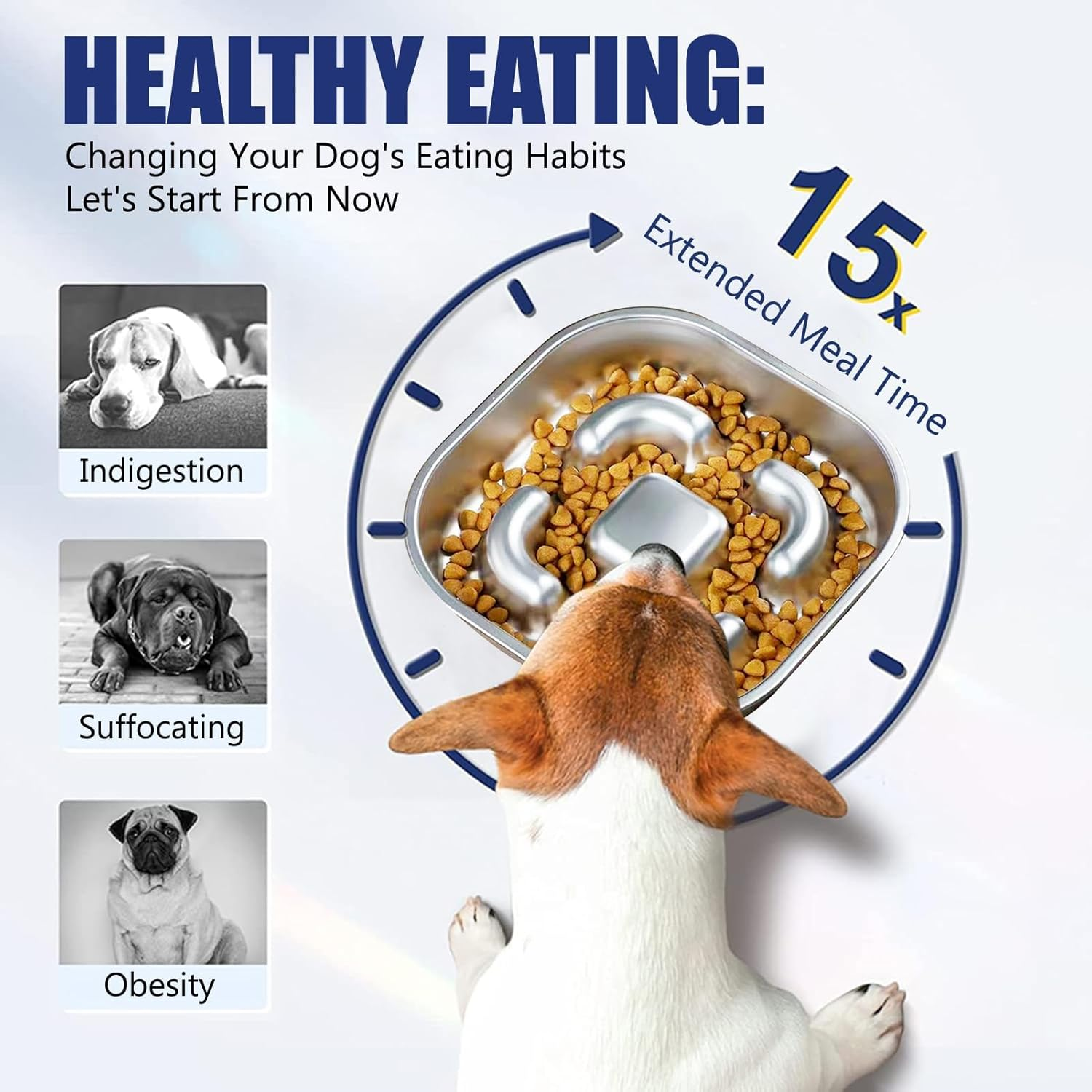 Slow Feeder Dog Bowl anti Sling Bowl anti Choke Large Dog Bowls Silica Gel Slow Feeder Bowl for Dogs Feeding Bowls for Dogs Accessories Relieves Digestion (Feeding Bowl)