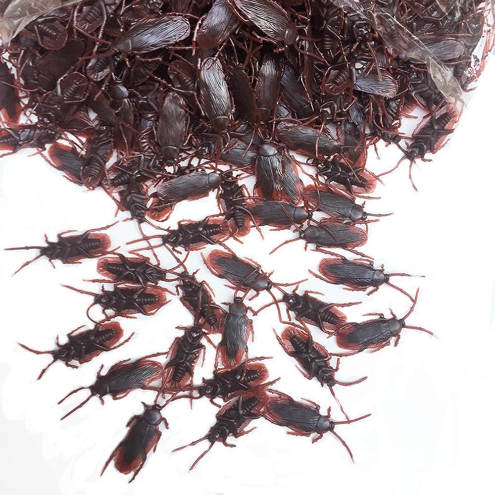 100PCS Prank Fake Roaches, Favourite Trick Joke Toys Look Real, Scary Insects Realistic Plastic Bugs, Novelty Cockroach for Party, Christmas, Halloween image number 6