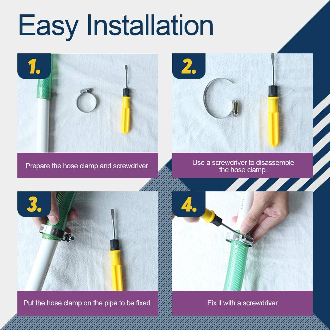 Swpeet 15Pcs 11.5-12Inch (289-311Mm) Hose Clamp 304 Stainless Steel Adjustable Range Worm Gear Hose Clamp Fuel Line Clamp Perfect for Plumbing, Automotive and Mechanical Applications image number 3