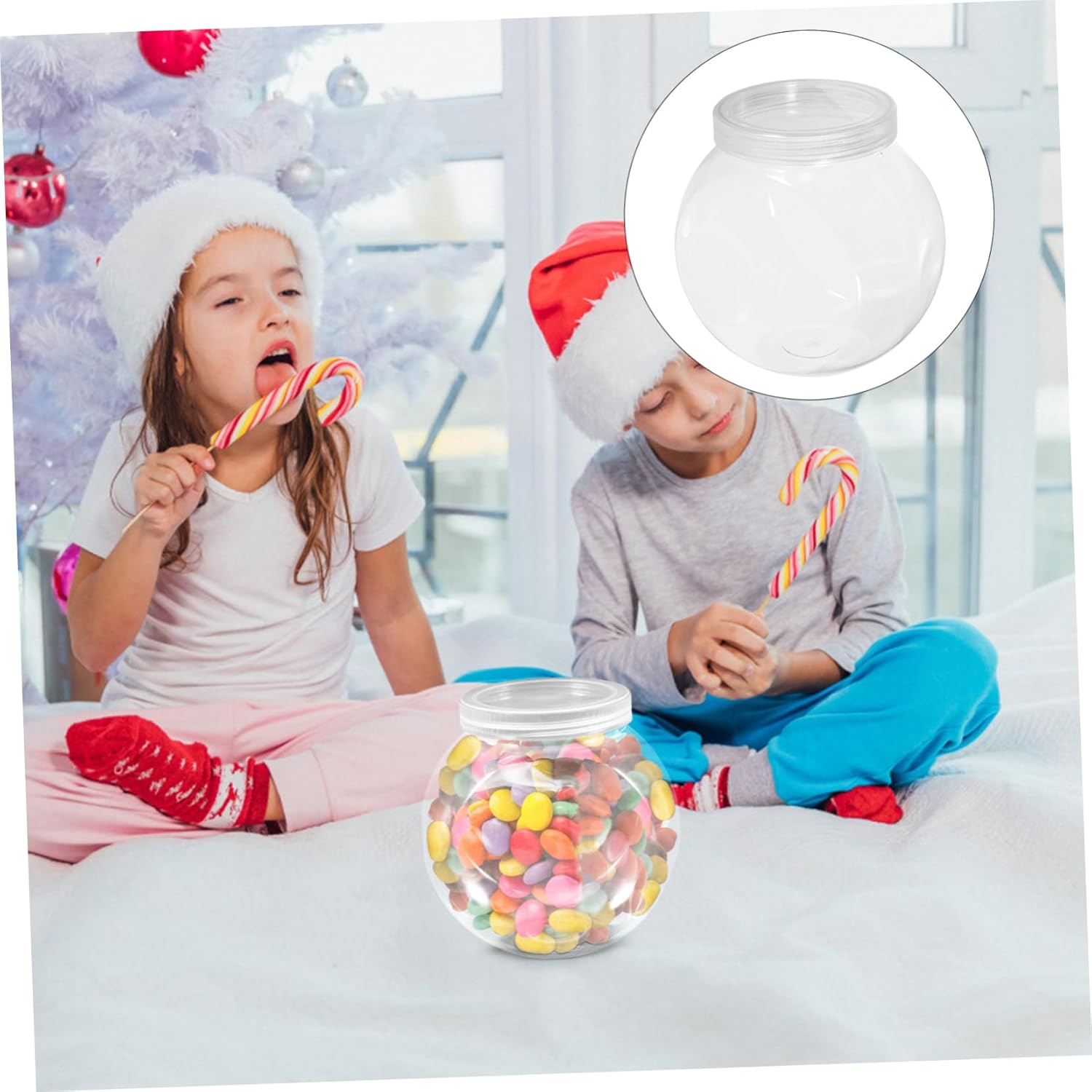 UTHCLO 3Pcs Clear Candy Jars Lids Multi-Functional round Cookie Containers for Snacks Sweets Storage Stylish Transparent Design for Home Office Parties Capacity image number 5
