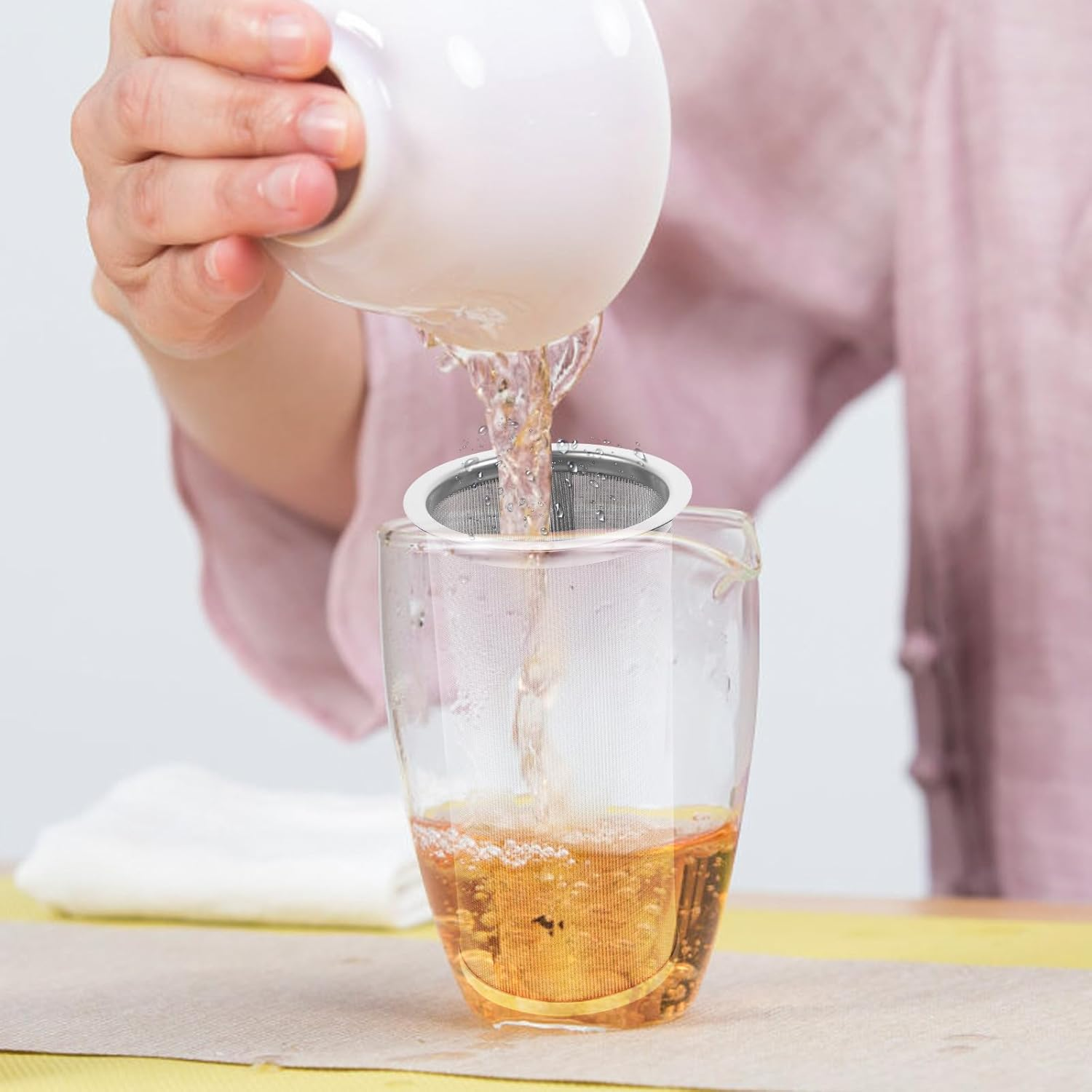 Angoily 304 Stainless Steel Coffee Strainer Mesh Infuser Insert 8X15Cm round Juice Tea Filter Cylinder for Coffee Pot Accessories and Tea Brewing image number 5