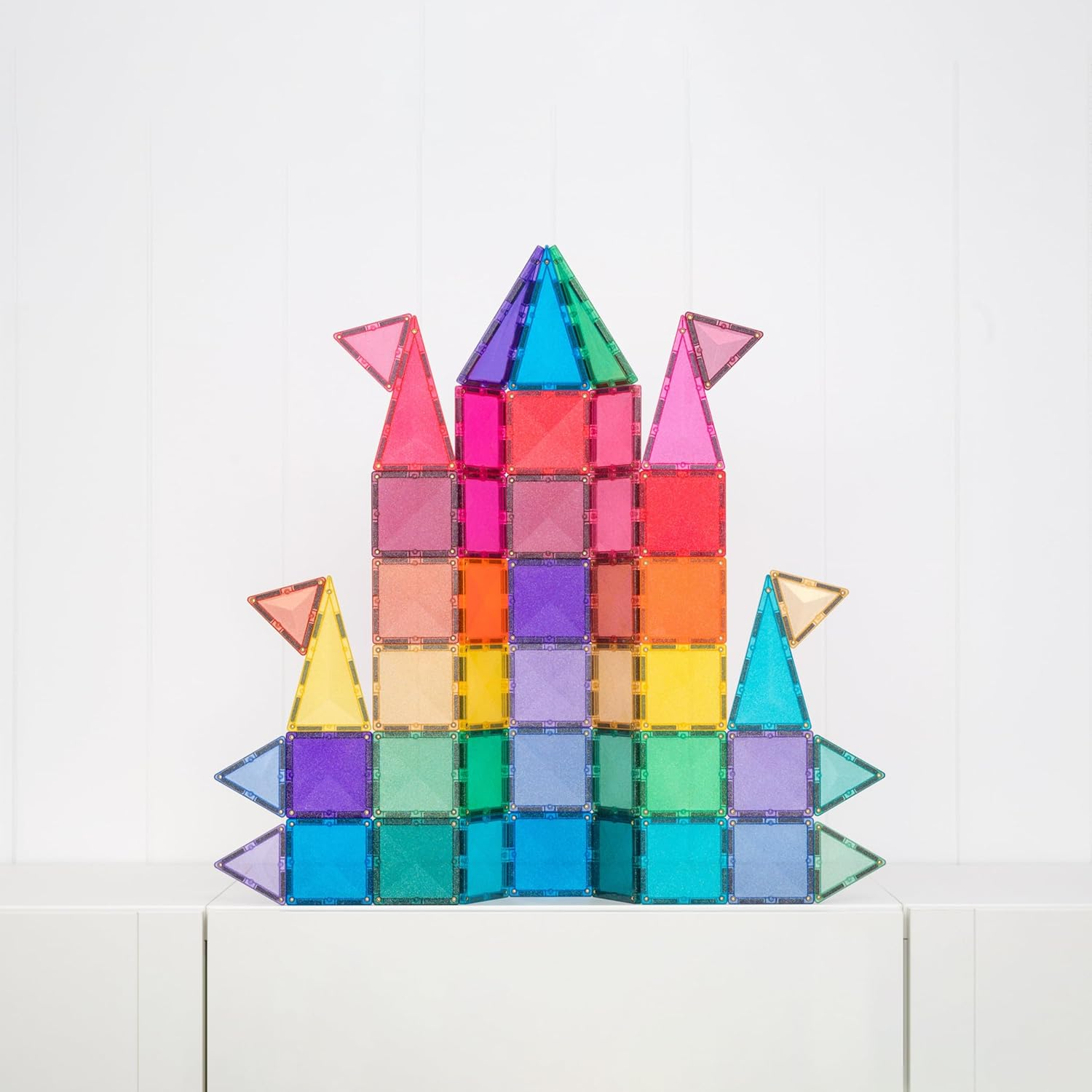 CONNETIX Magnetic Tiles Glitter Castle Pack, 48 Pieces