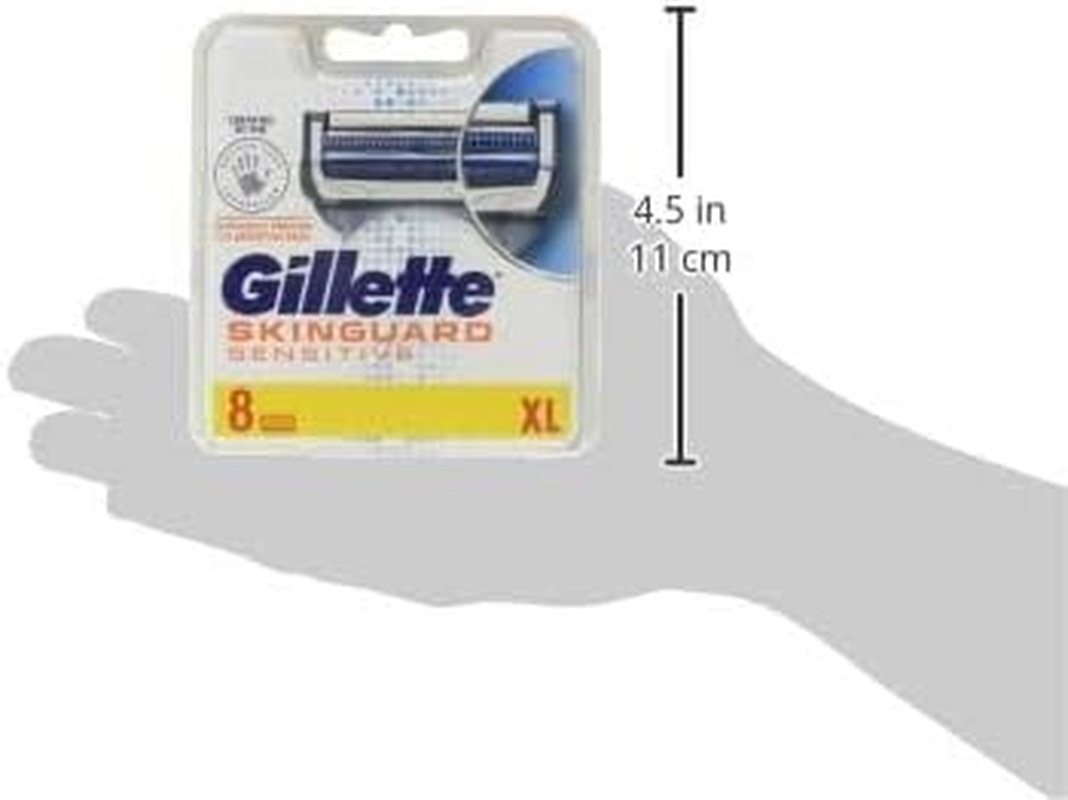 Gillette Skinguard Sensitive Razor Blades Men, Pack of 8 Razor Blade Refills with Precision Trimmer, Fits Fusion Handles image number 5