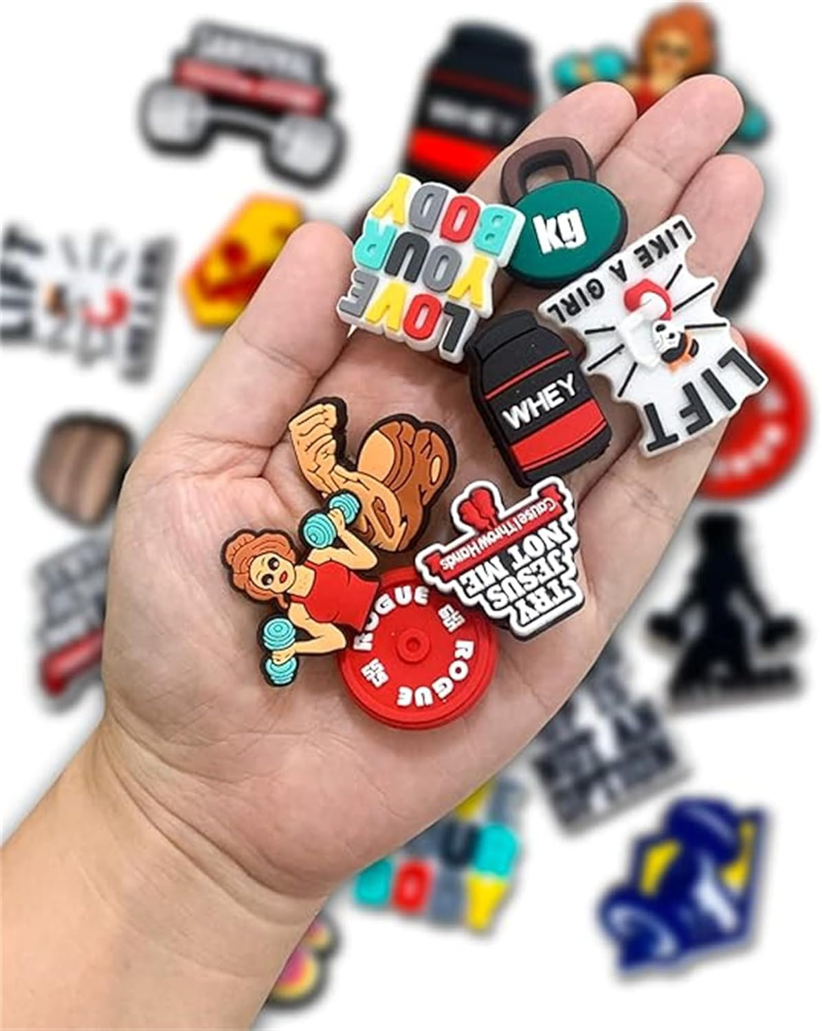 30PCS Gym Shoe Charms for Clog Decoration, Sport Fitness Croc Charms Pin Accessories for Adult Men Women Teens Boys Party Favor