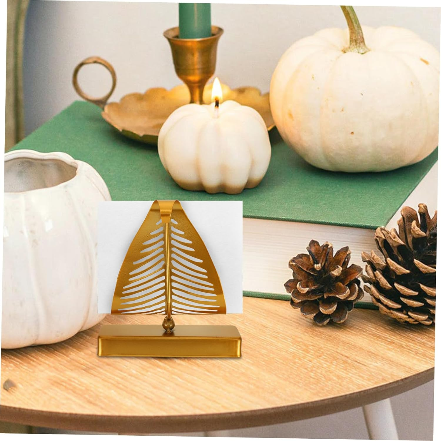 Angoily Large Napkin Holder Rustic Napkin Rack for Restaurant Kitchen Tabletop Classic Leaf Design image number 4