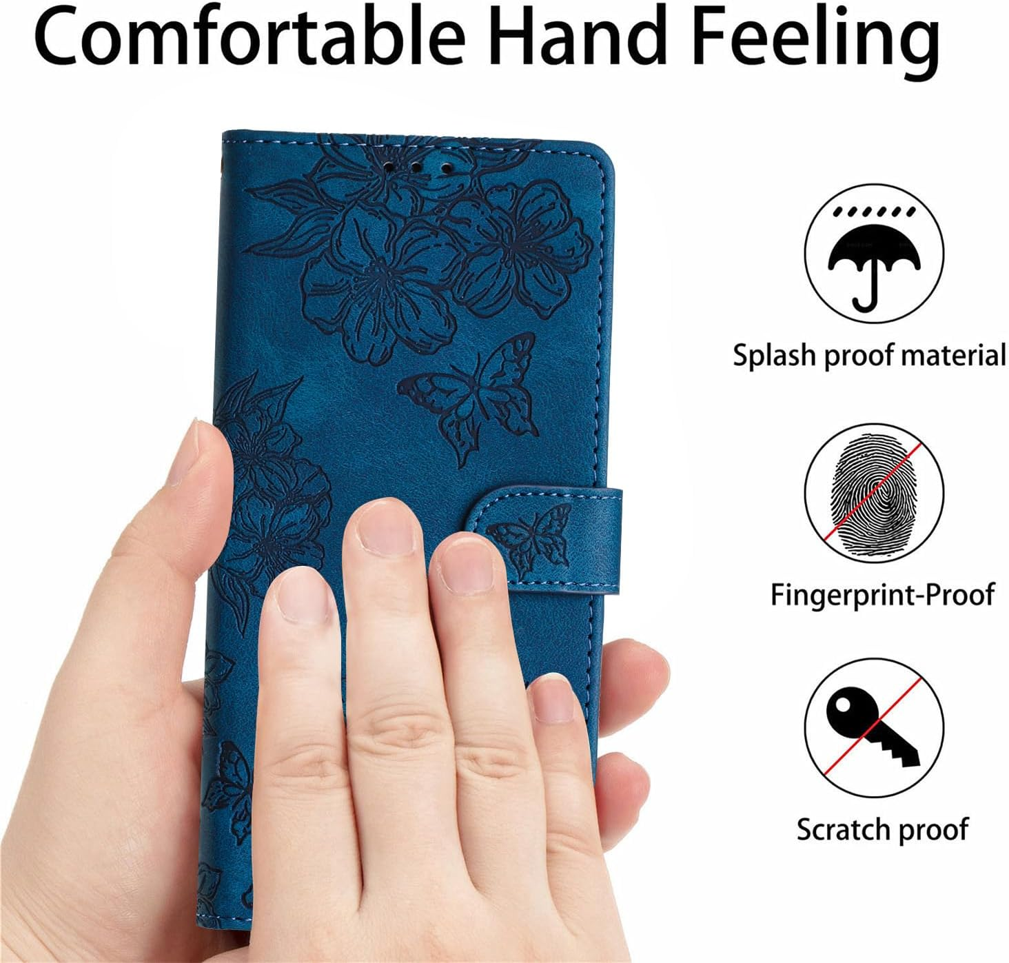 LEMAXELERS Case for Oppo Reno 8 Lite Mobile Phone Case Flip Case Foldable Cover [Stand Function] Card Slots Protective Case Shockproof Mobile Phone Case for Oppo Reno 8 Lite Blue XYYH - Black image number 3