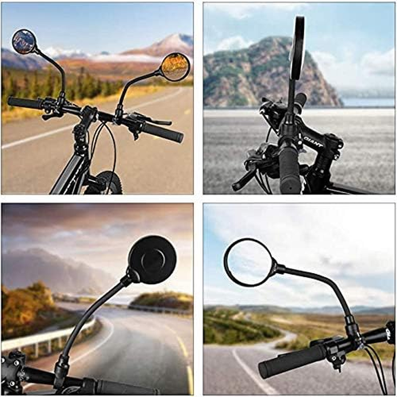 Bike Mirrors Handlebar Mount, Adjustable Rotatable Bike Rear View Glass Mirror, Wide Angle Acrylic Convex Safety Mirror Universal for Mountain Road Bike,Electric Vehicle, Motorcycle image number 4