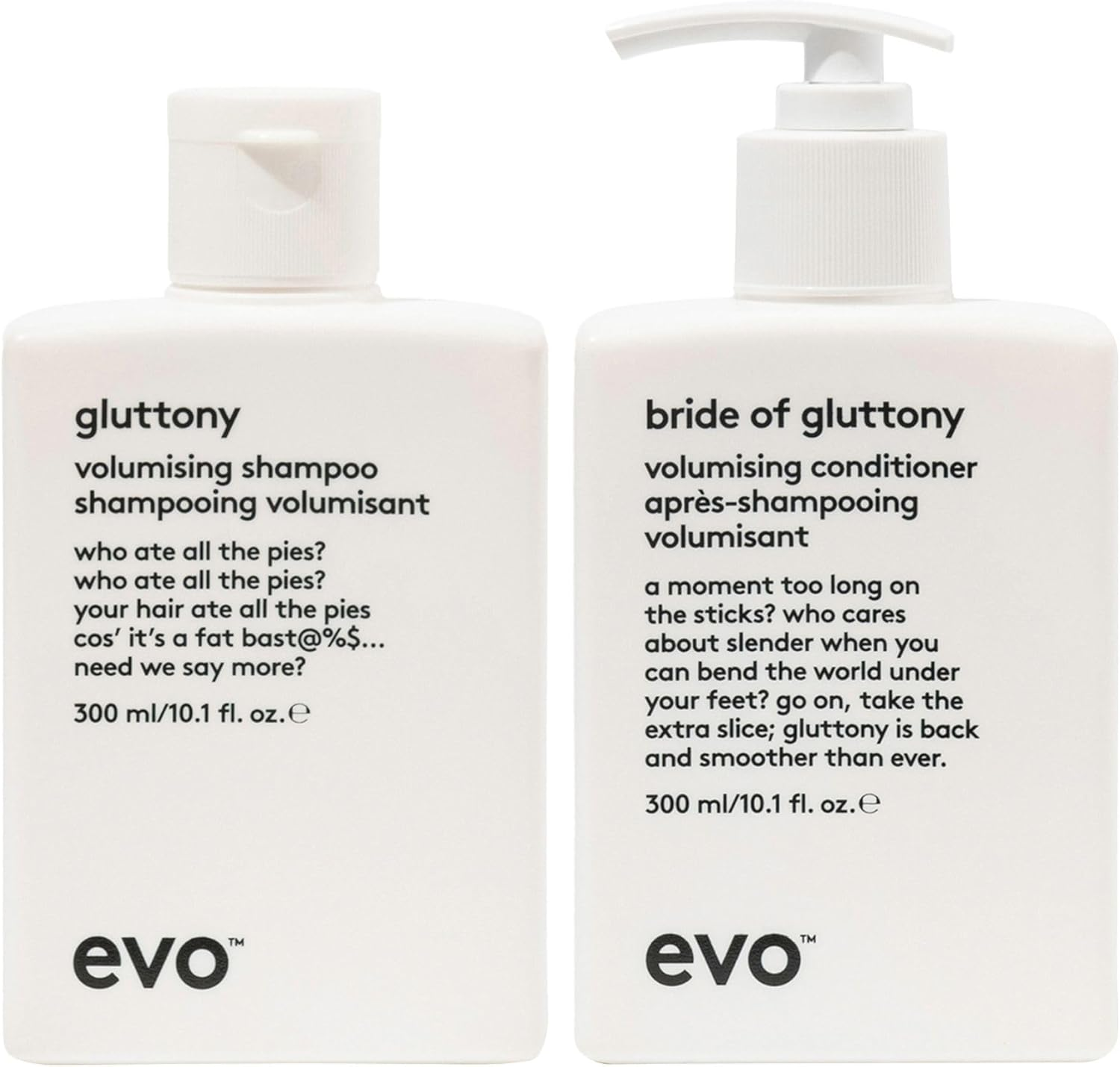 Evo Gluttony Volumising Shampoo & Conditioner - for All Types of Hair - Adds Lift, Body Shine, Strength & Elasticity - 10.1 Fl Oz image number 1