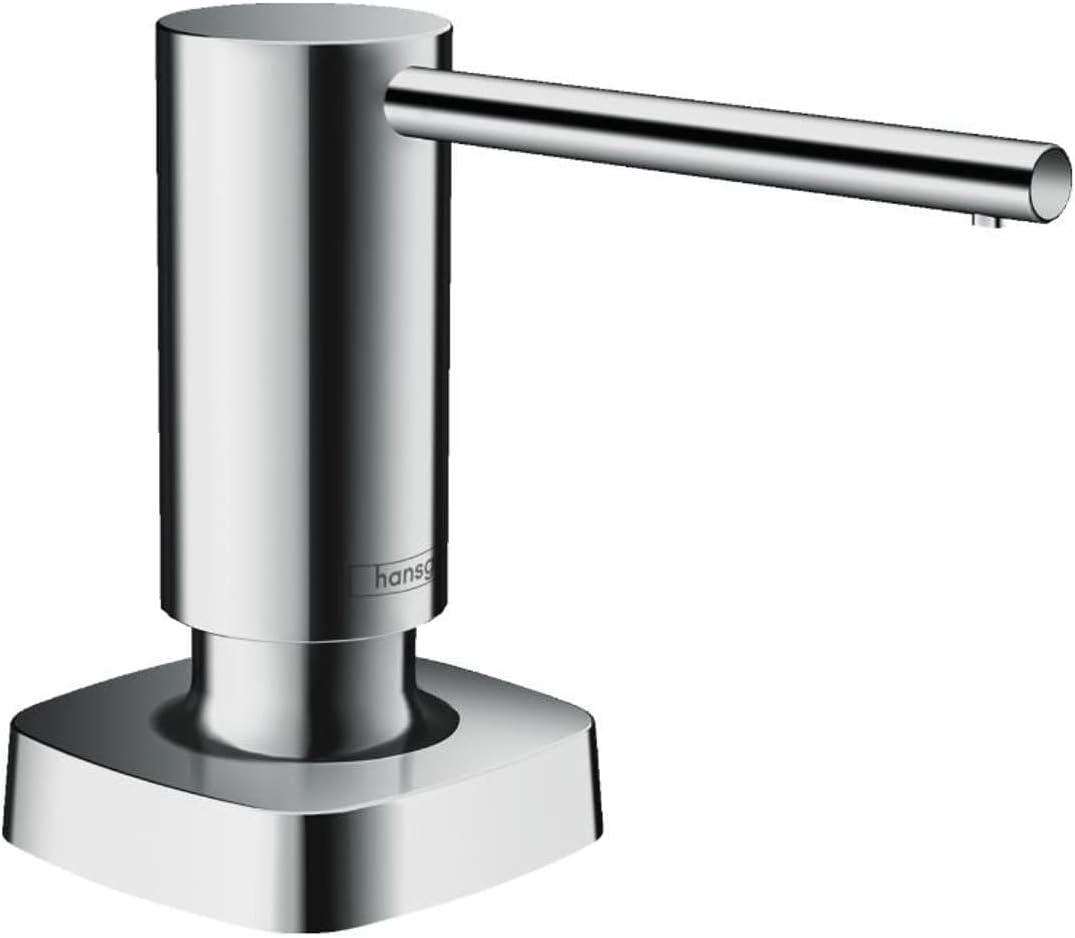 Hansgrohe 40438800 A41 Soap Dispenser for Sink, Stainless Steel Kitchen Accessory, round Small