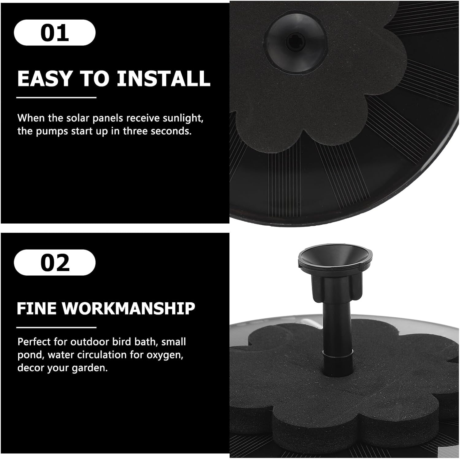 Solar Miniature Floating Fountain Solar Powered Water Pump for Outdoor Garden Bird Bath Easy-Install for Lawn and Water Circulation image number 5