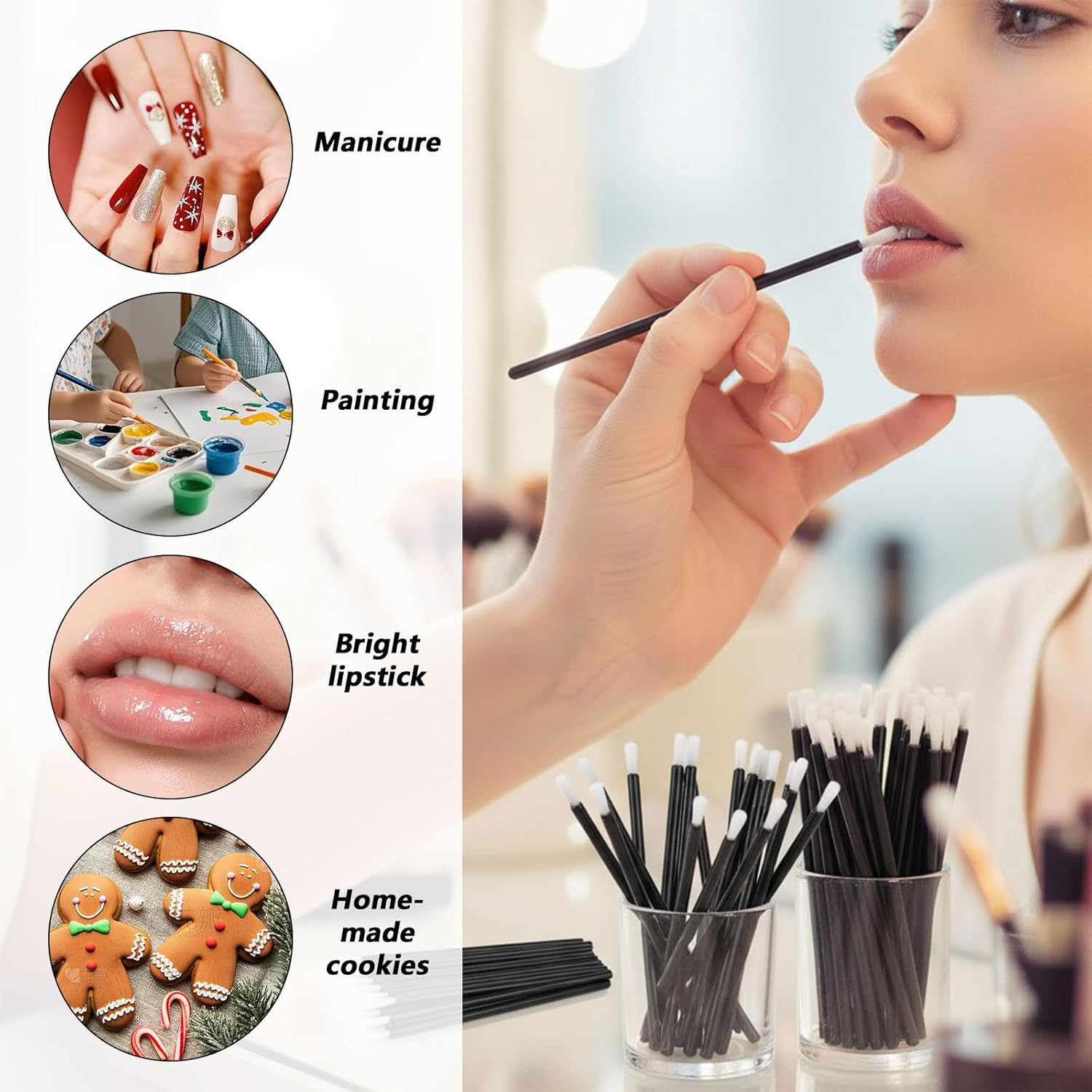 100 Pcs Mini Disposable Fiber Lip Brushes Makeup Brushes Travel Makeup Brush Beauty Tool for Lip Gloss Nail Polish - Ruibex image number 5