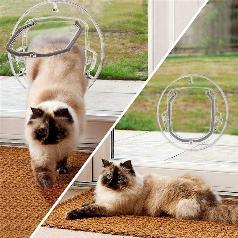Petdream Pet Door Hole PC Material round Glass Door for Small Cat and Dog with 4 Way Lock for Pets Entry & Exit image number 6