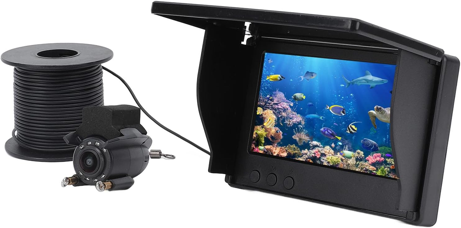 Bewinner Underwater Drone - 30M Cable 1080P High Definition 4.3In Visible Large Screen Video Fish Finder, Underwater Camera for Boat Fishing