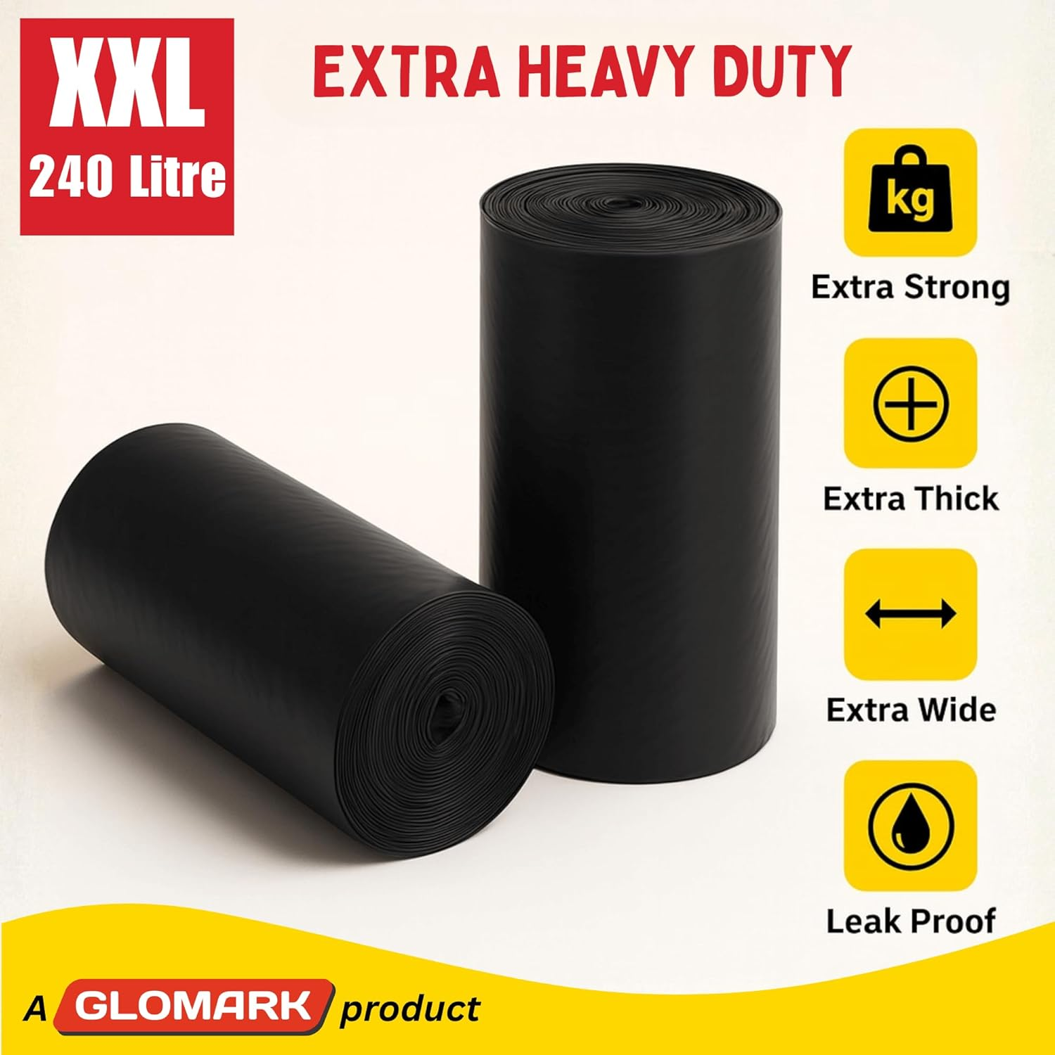 240L Extra Heavy Duty Council Bin Liners, Fits 240L Wheelie Bin, Large Strong Garbage Bags, Extra Strong Rubbish Bags for Outdoor Trolley Bins, 50 Bags Value Pack image number 6