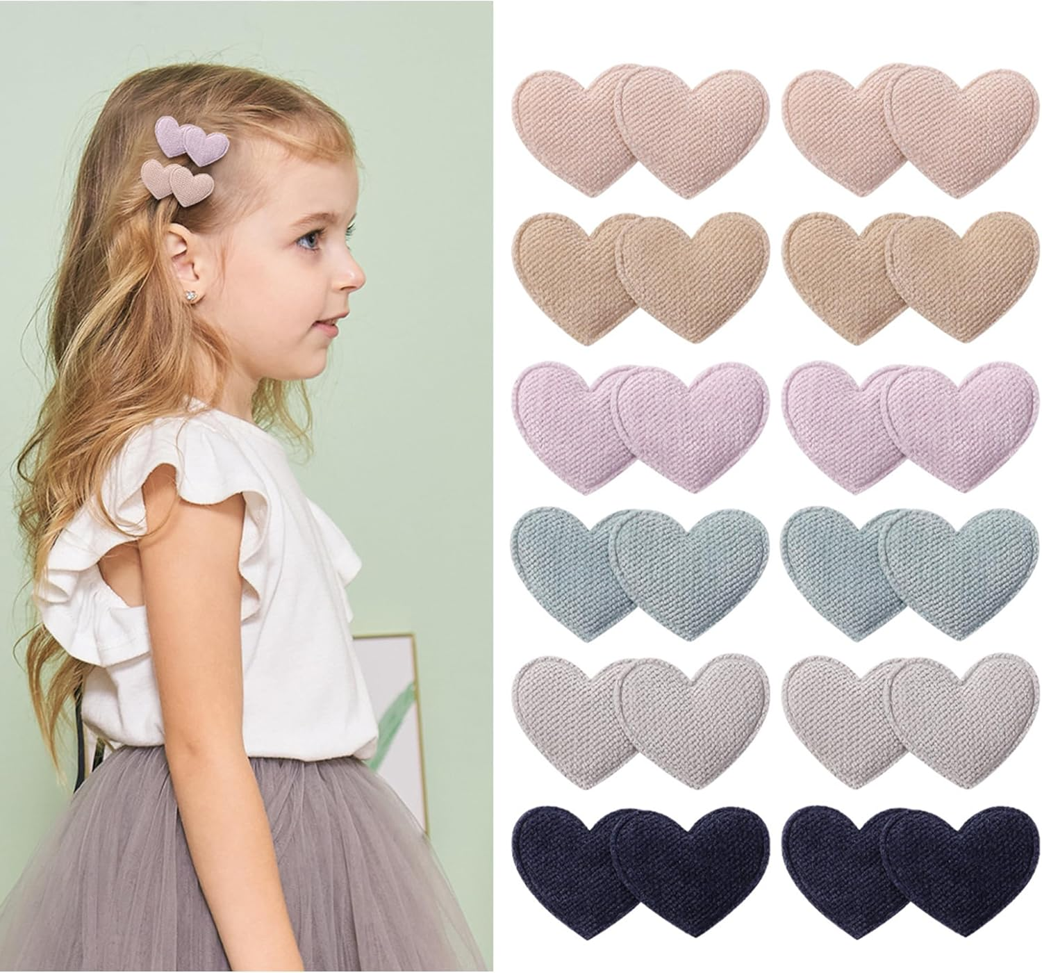 JOVALA 12PCS Baby Girls Hair Clips Heart Shaped Hair Barrettes Fully Lined Alligator Clip Hair Accessories for Baby Teen Toddler Girls Kids Children image number 1