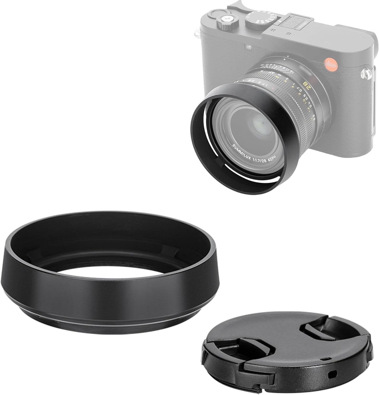 JJC Aluminium Alloy Lens Hood for Leica Q3 Q2 Q Camera Lens, Black, Standard, Aluminum Alloy with Lens Cap Protection image number 2