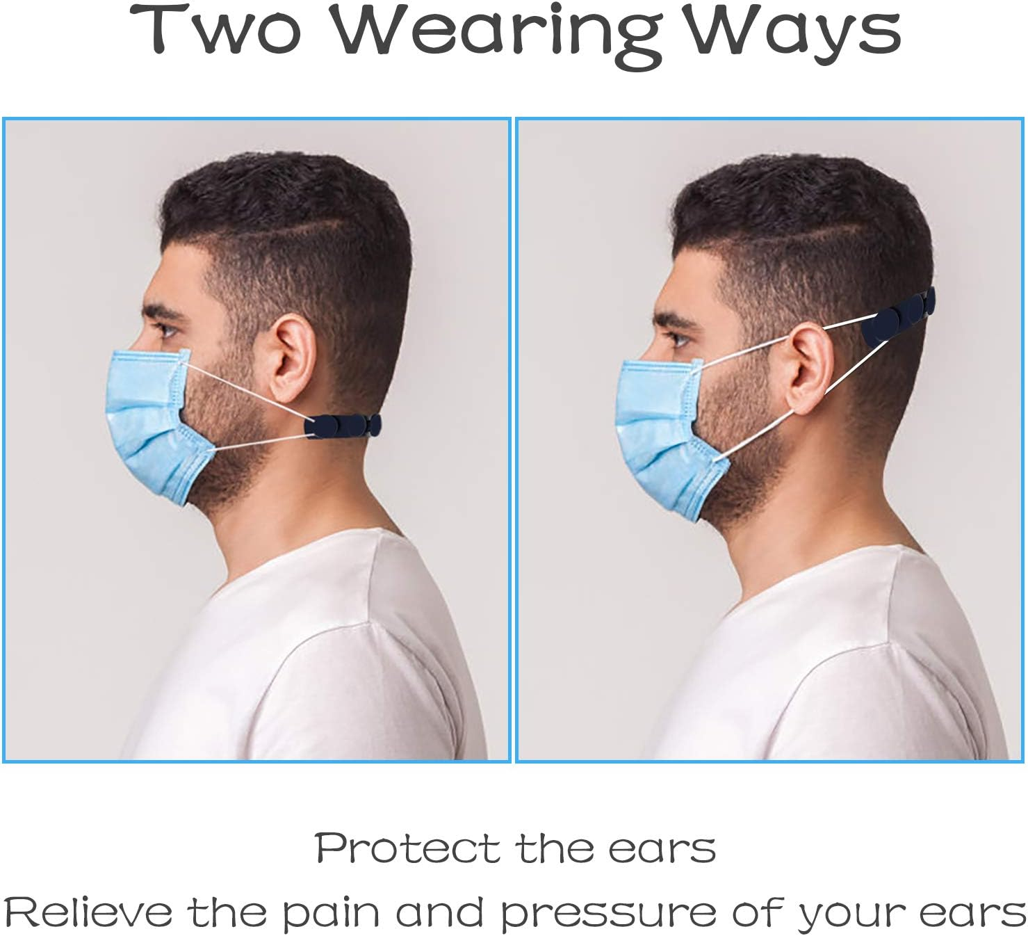 Silicone Extending Hook Belt Ear Strap Mask Holder, Adjustable Anti-Slip for Long-Time Wearing Relief (6PCS) - Black image number 3