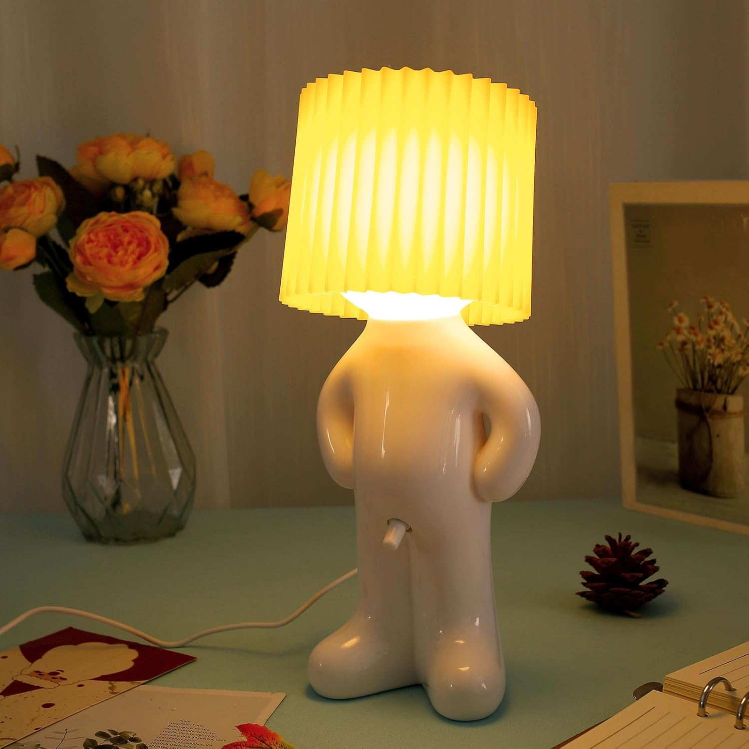 DJAPWPX Shy Boy Table Lamp, Creative Little Shy Man Lamp with Warm Light, Funny Bedside Night Light for Adults Men Women image number 3
