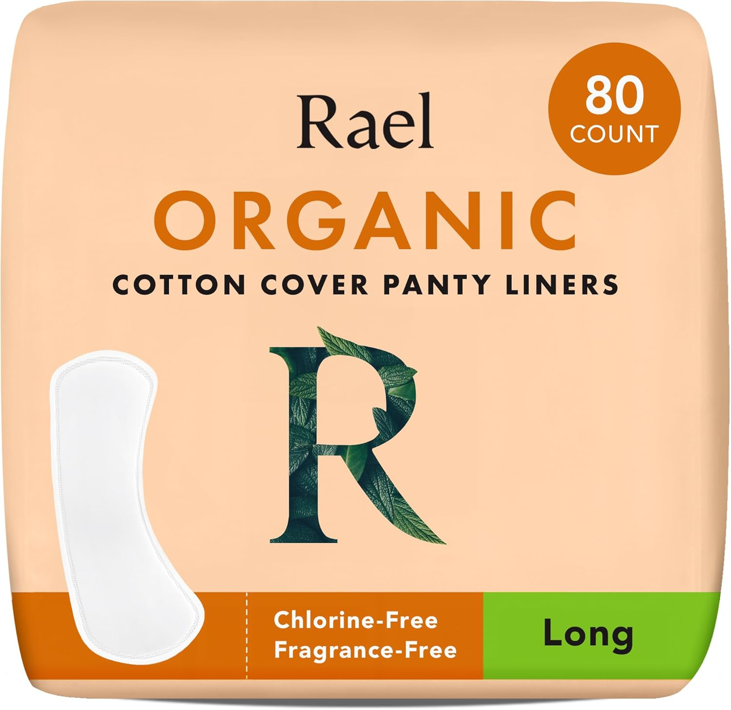 Rael Organic Cotton, Unscented, Natural Daily Panty-Liners, Long, 80Count image number 6