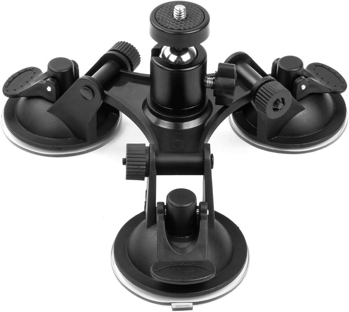 Namvo Triple Suction Cup Holder Camera Mount for Glass, Car Windshield, Compatible with 1/4 Inch Screw Cameras image number 1