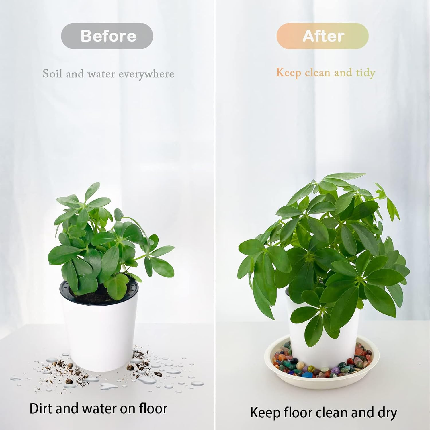 18 Pack Plant Saucers,Flower Pots Urable Thicker Plastic Plant Trays for Indoors and Outdoor, Plastic Plant Pots Plant Saucer Drip Trays (15CM/ 20CM/25CM, Black,White,Brown) image number 1