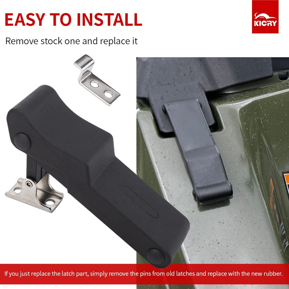 KICRY 2PCS Front Storage Rack Rubber Flexible Draw Compatible with Sportsman 450 570 1000 ETX OEM 7081927 Soft Thermoplastic Elastomer Small over Center Boat Latch Door Handle (Black,2Pcs)