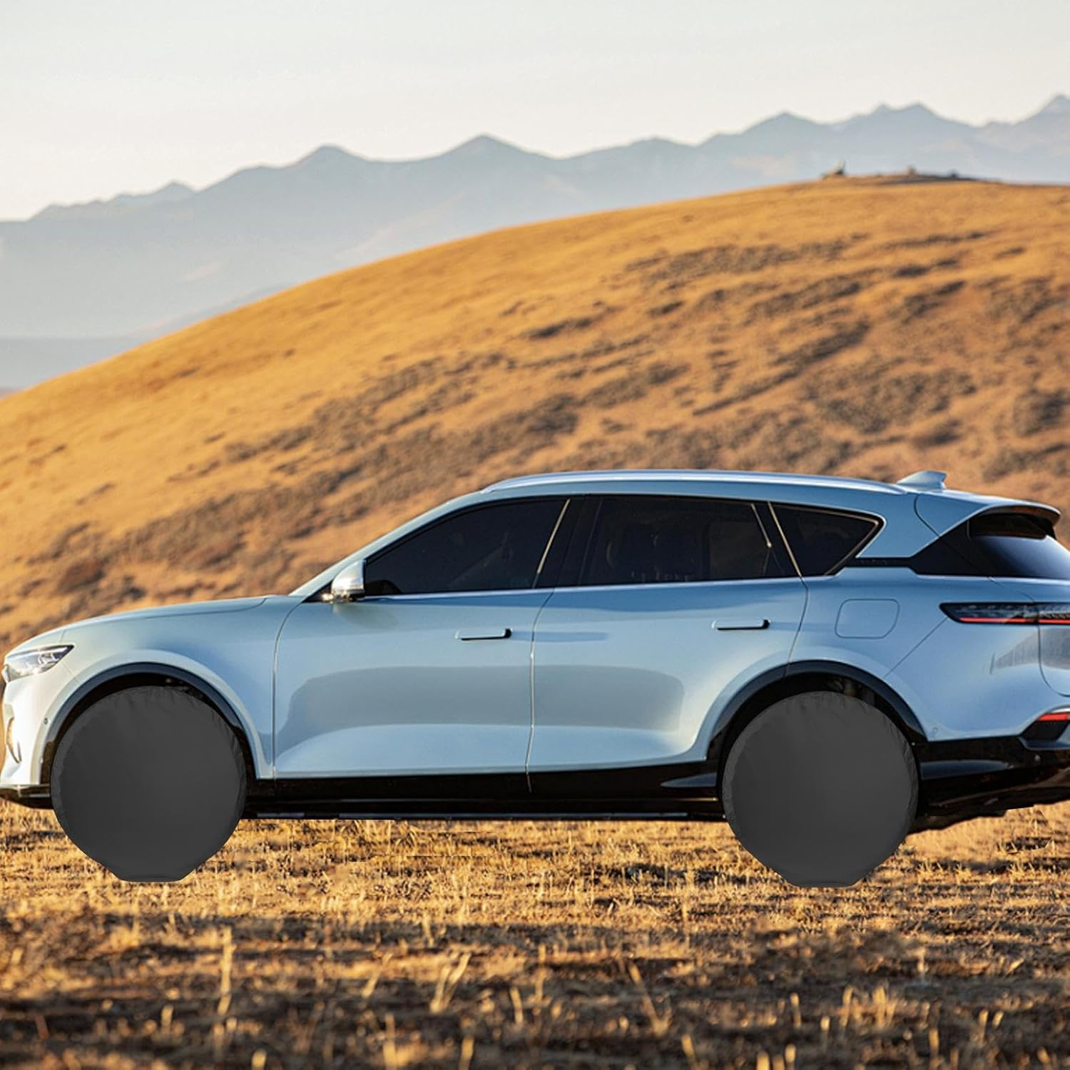 Wheel Tire-Cover &ndash; Tire-Covers, Waterproof Trailer Accessories | Fits 27-31 Inch Tire Diameter, Rv Suv Truck Protection Theme, Heavy Duty Outdoor Storage Design, All Season Compact Camping Travel Gear - Black image number 5