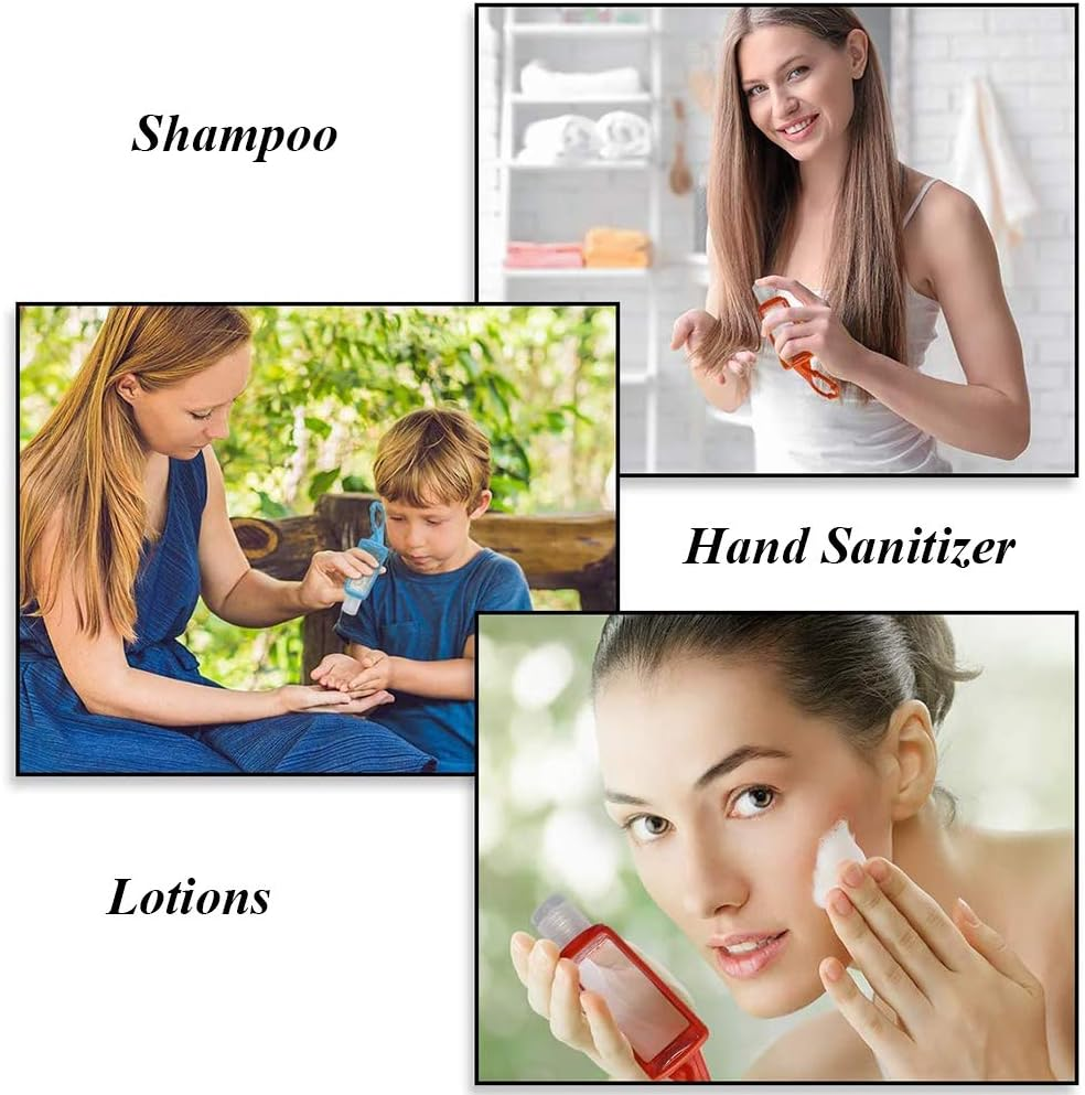 6 Pieces 30Ml Travel Bottles and 1 Funnel, Refillable Bottles Travel Containers, Transparent Plastic Sealed Leakproof Cosmetic Bottle with Silicone Case for Cosmetic, Lotion, Shampoo Lotion, Transparent, 30Ml image number 1