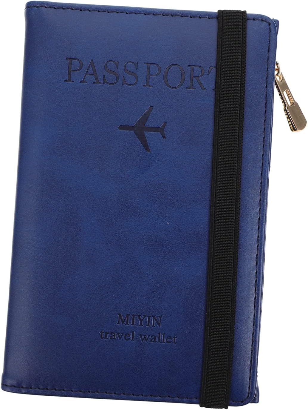 LIFKOME Travel Passport Protector Pu Passport Cover RFID Blocking Cardholder with Name Tag Organizer Short Style for Business and Leisure Use in Navy Blue