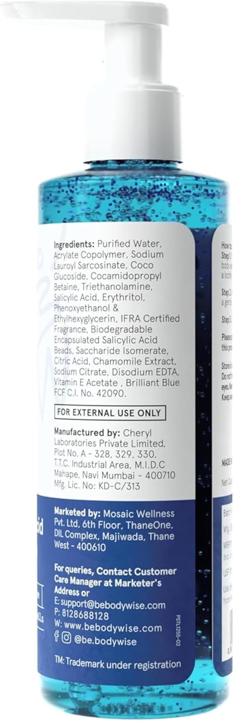 Be Bodywise 1% Salicylic Acid Body Wash 500Ml | Helps to Prevent Body Acne & Cleanse Skin | Paraben and SLS Free | Pack of 2