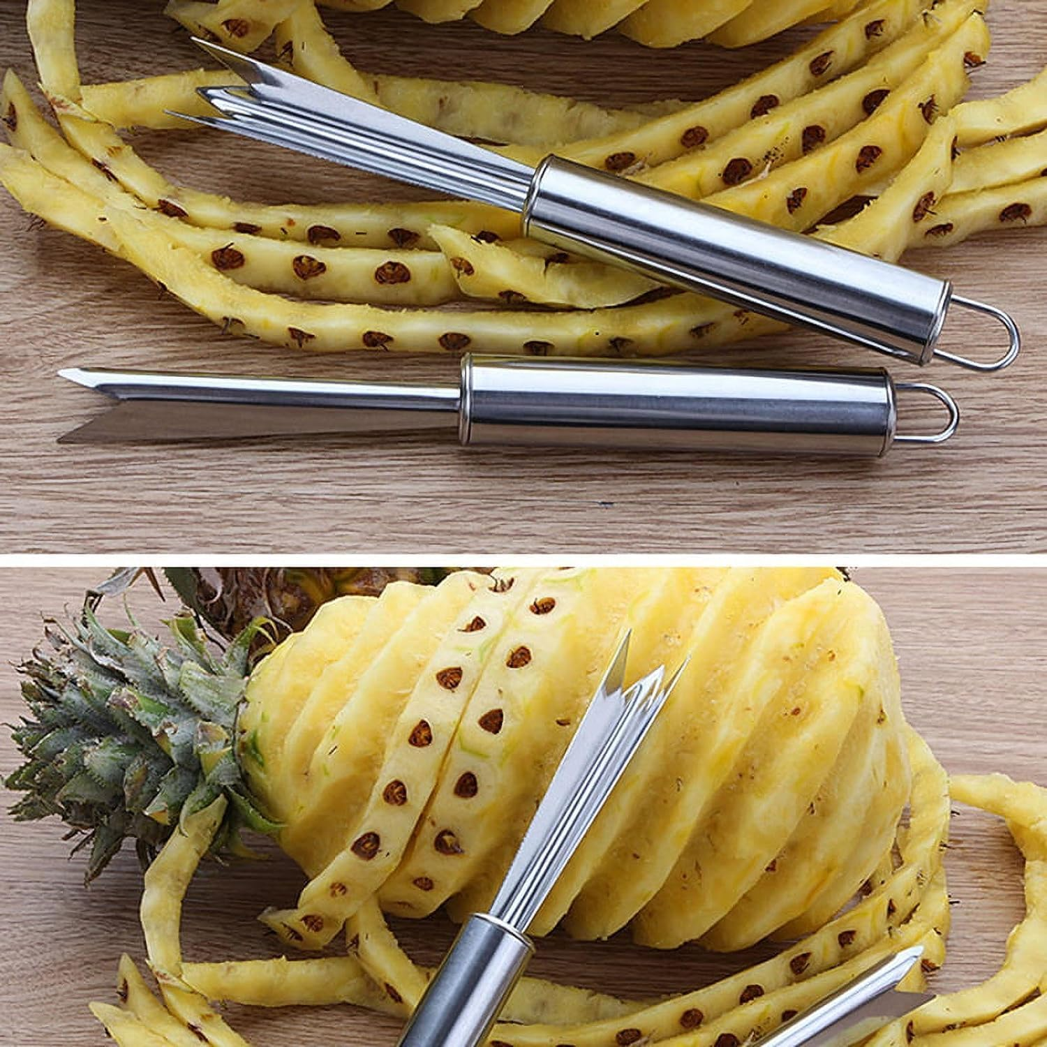 Jjlfresheners Silver Pineapple Eye Peeler Remover Tool, Multipurpose Pineapple Eye Clip,Pineapple Eye Cutter V Shape Stainless Steel Pineapple Eye Peeler Remover for Home Kitchen Peelers image number 4