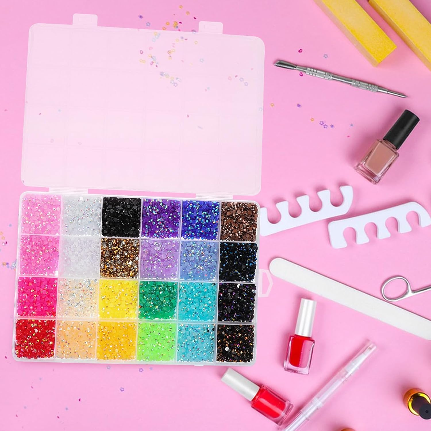 Sewroro 24000Pcs Nail Rhinestones 3Mm Colored Ab Gems for Nail Art and DIY Bear Decoration Crafts image number 4