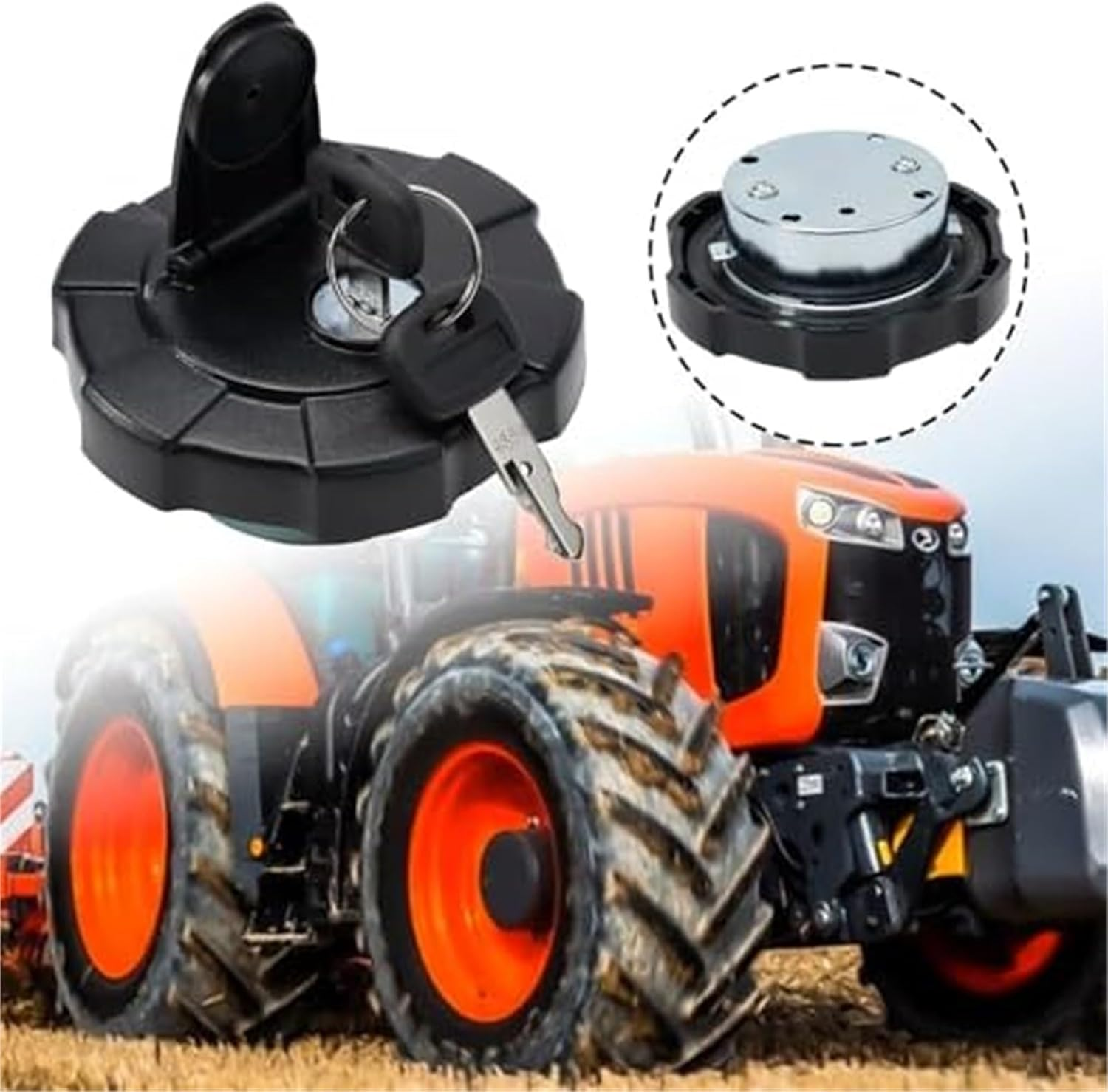 Clynex Fuel Cap Excavator Oil Tank Cover with 2 Keys Replacement, for Kubota, SVL75-2 KX91-3S U35- RD411-51122 Automotive Heavy Equipment Fuel Lid image number 3