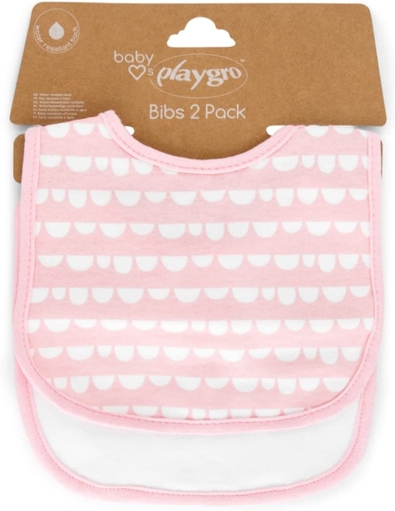Playgro Scallop Baby Home Bibs, Pink, 2 Count image number 1
